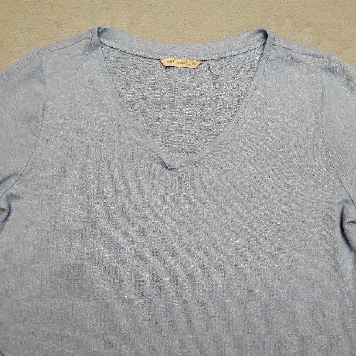 Soft Surroundings Soft Surroundings Tunic White? Blue 3/4 Sleeve V-Neck Pullover Top Womens L Blue Tunic Pullover Casual 3/4 Sleeve Womens L Size L / US 10 / IT 46 - 3 Thumbnail