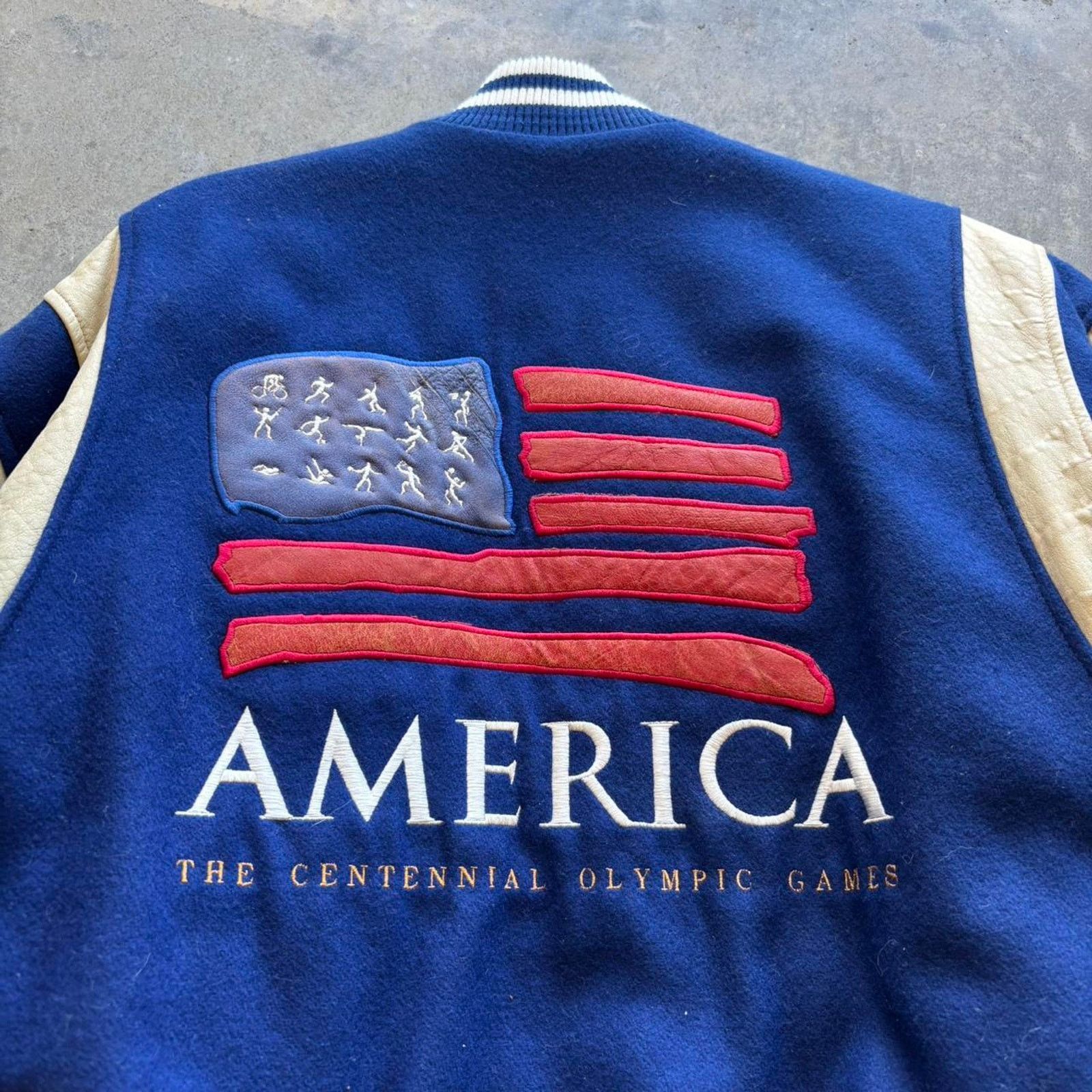 Nike × USA Olympics × Vintage 90s Olympics Wool Varsity Jacket Size US L / EU 52-54 / 3 - 2 Thumbnail
