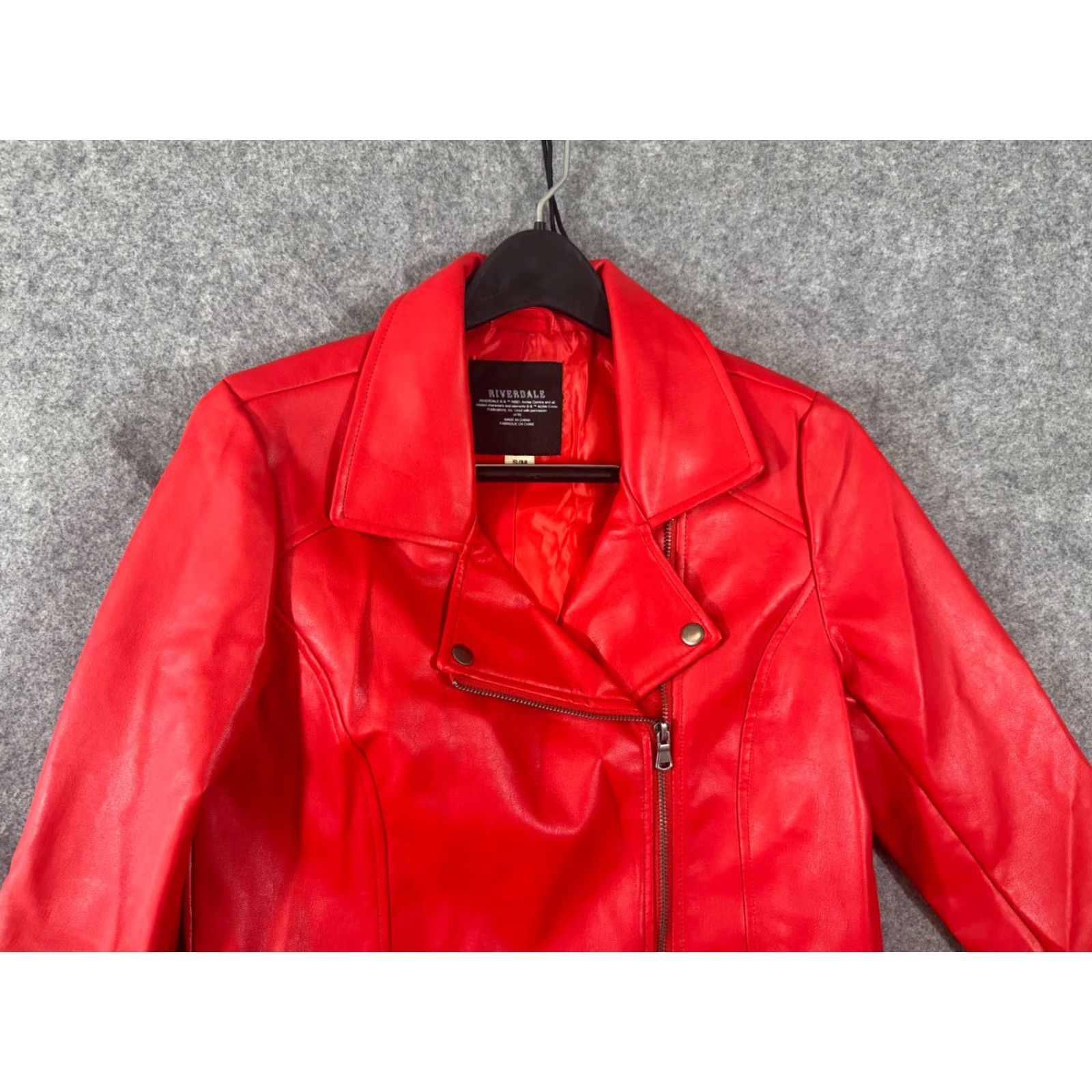 Vintage Riverdale Jacket Womens S Cheryl Blossom Faux Vegan Leather Southside Serpents Full Zip Long Sleeve Jacket Size S / US 4 / IT 40 - 3 Thumbnail