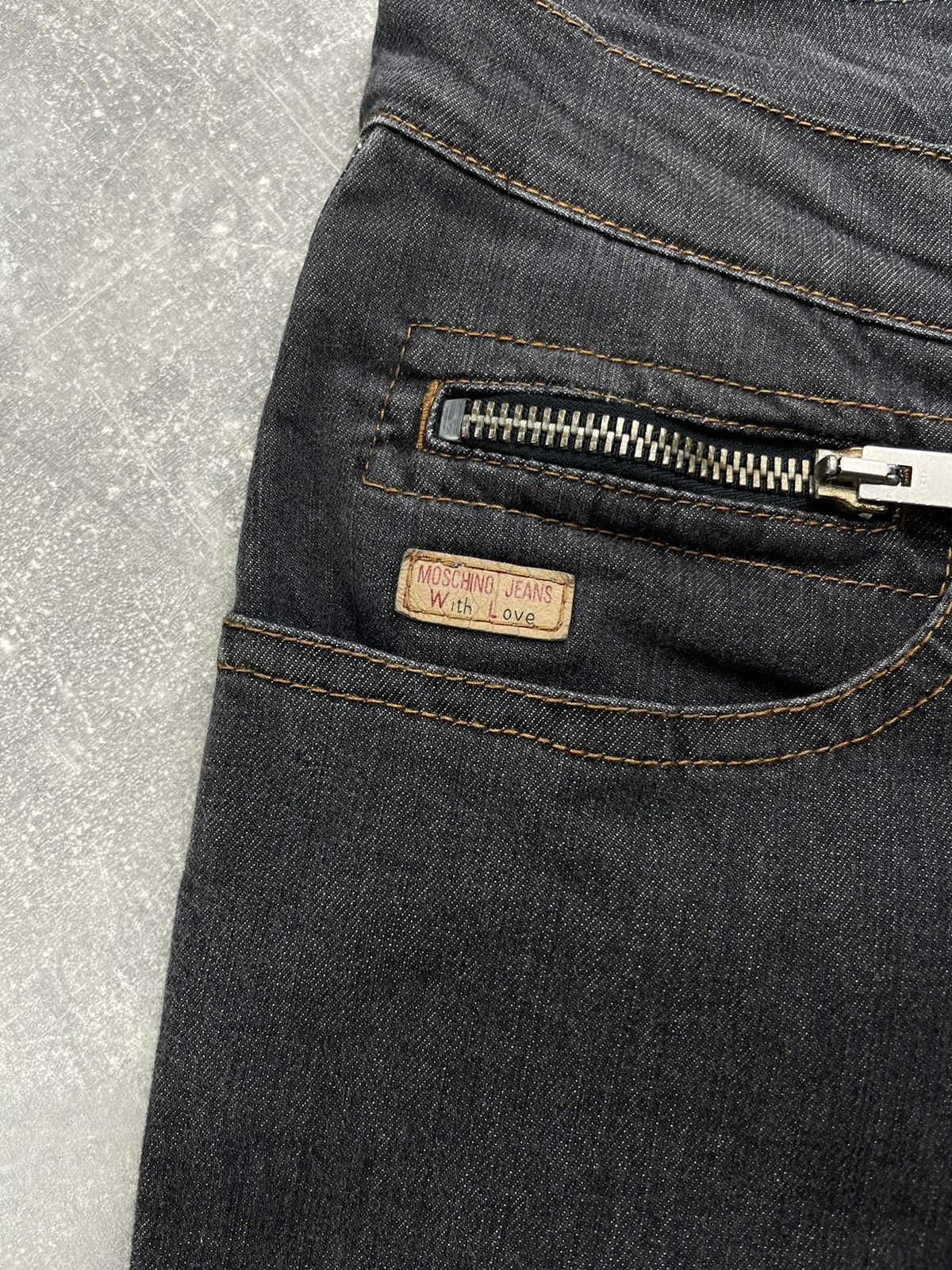 Moschino × Vintage Moschino Vintage 00s Gray Flared Denim Jeans Size 32" / US 10 / IT 46 - 10 Thumbnail