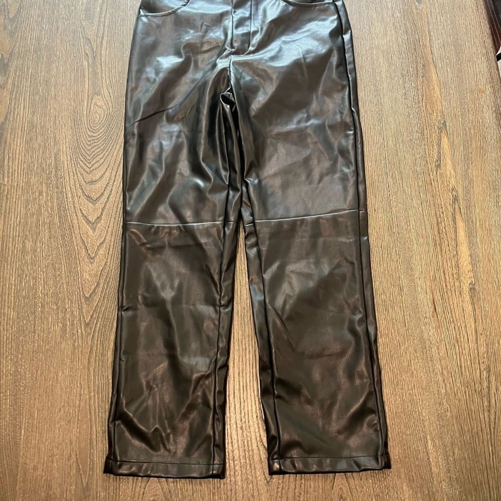 Vintage NWT Swentuo Roseyleia Faux Leather Black Pant Size 3 Size 28" / US 6 / IT 42 - 2 Thumbnail