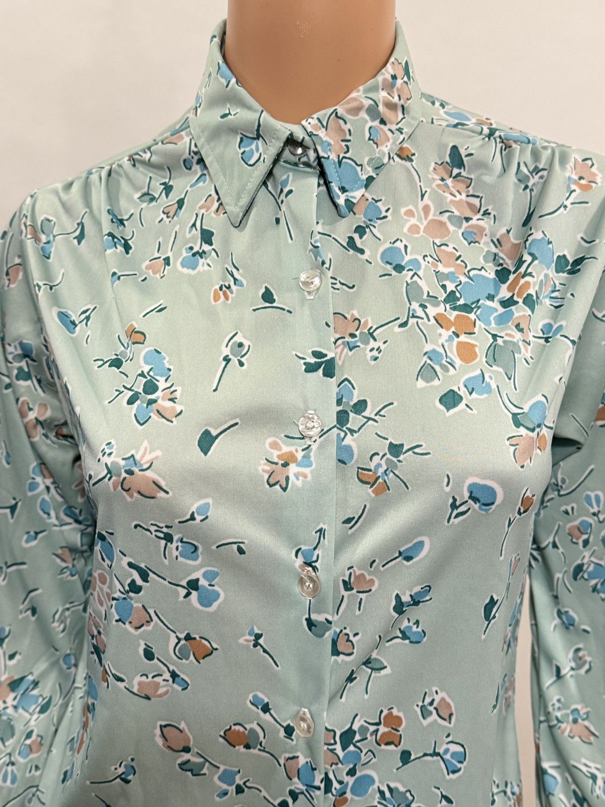 Vintage Women’s 1970’s Made in USA Floral Print Shirt Size XL / US 12-14 / IT 48-50 - 2 Thumbnail