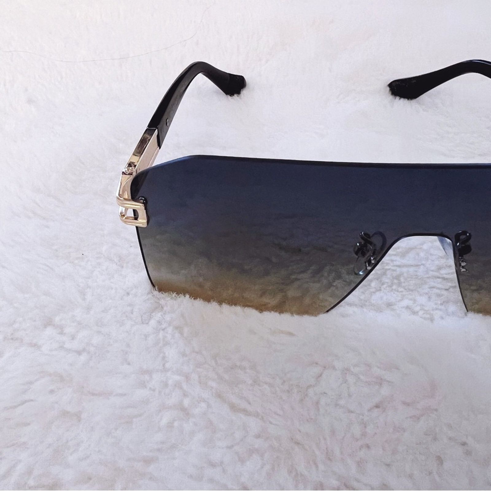Other Sadie Teal & Brown Oversized Rimless Flat-Top Sunglasses Size ONE SIZE - 2 Thumbnail