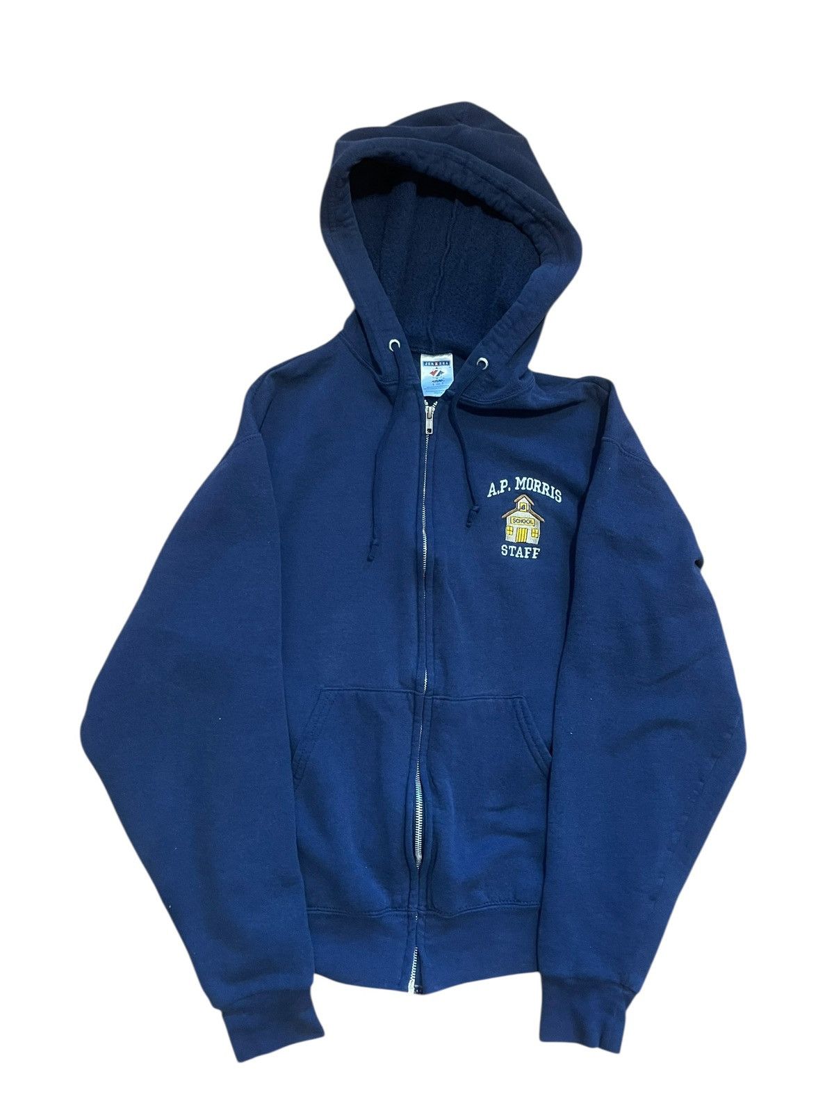 Jerzees × Vintage Vintage Y2K Blue Jerzees A.P. Morris Full Zip Hoodie Sz S Size US S / EU 44-46 / 1 - 1 Thumbnail