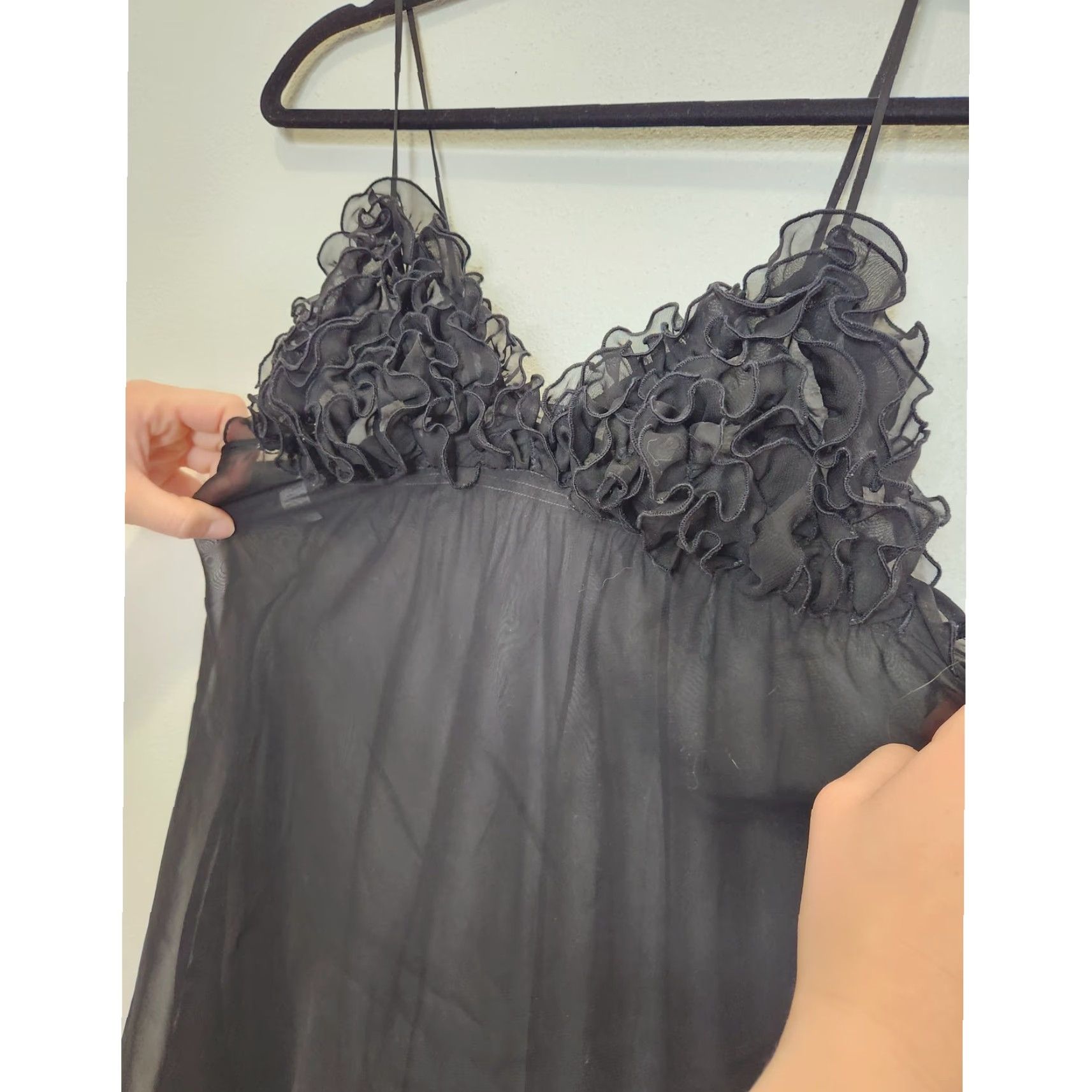 Vintage VINTAGE y2k Black Sheer Dress Goth Small Lingerie Slip Dress Short Women S Black Slip Dress 90s Vintage Size S / US 4 / IT 40 - 3 Thumbnail