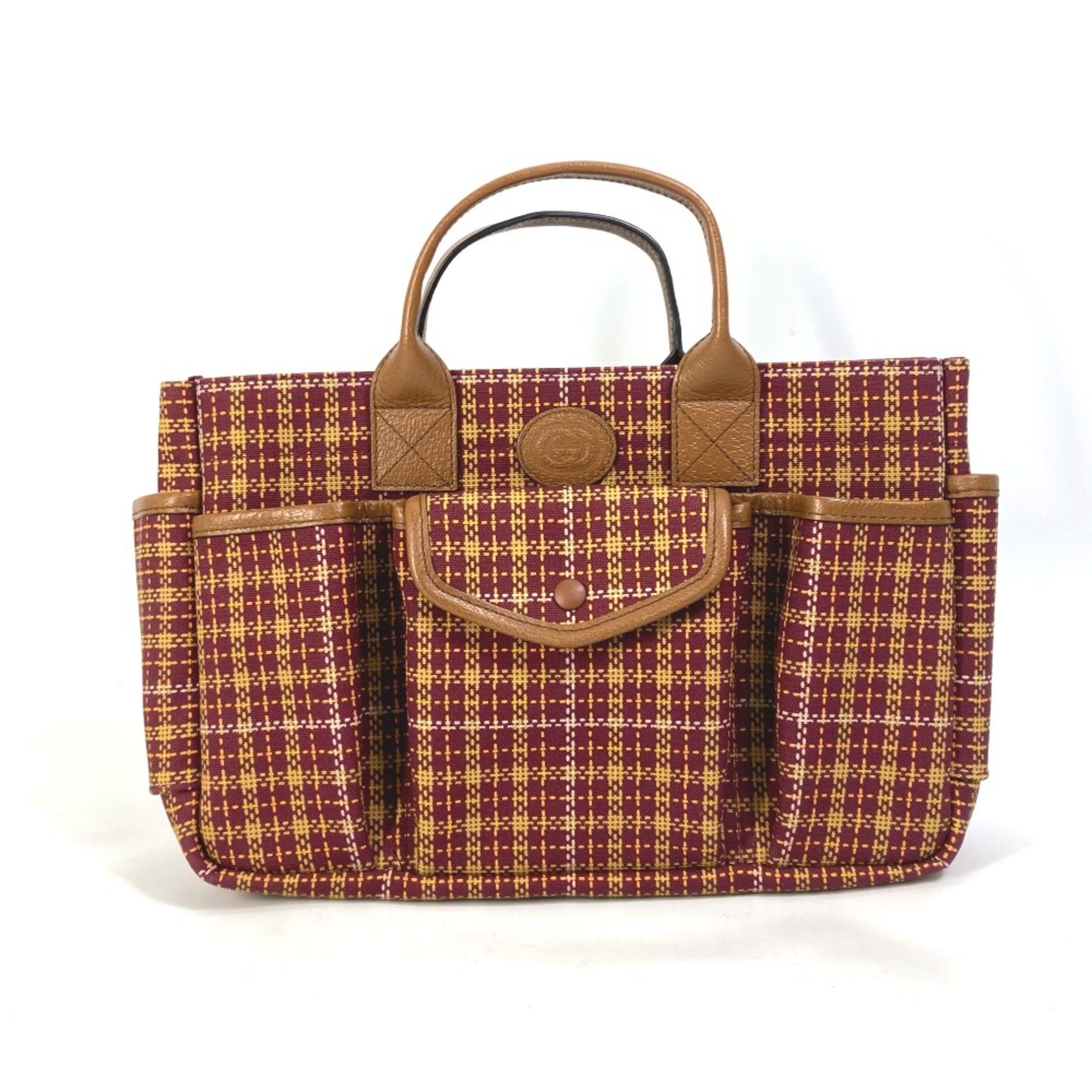 Gucci Gucci 628159 check Tote Bag Hand Bag Brown/Bordeaux Based Size ONE SIZE - 1 Thumbnail