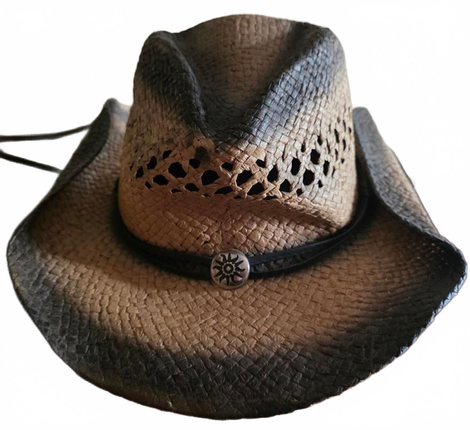 Other JHATS Unisex Straw Cowboy Hat Western Chin Strap Distressed Size ONE SIZE - 2 Thumbnail