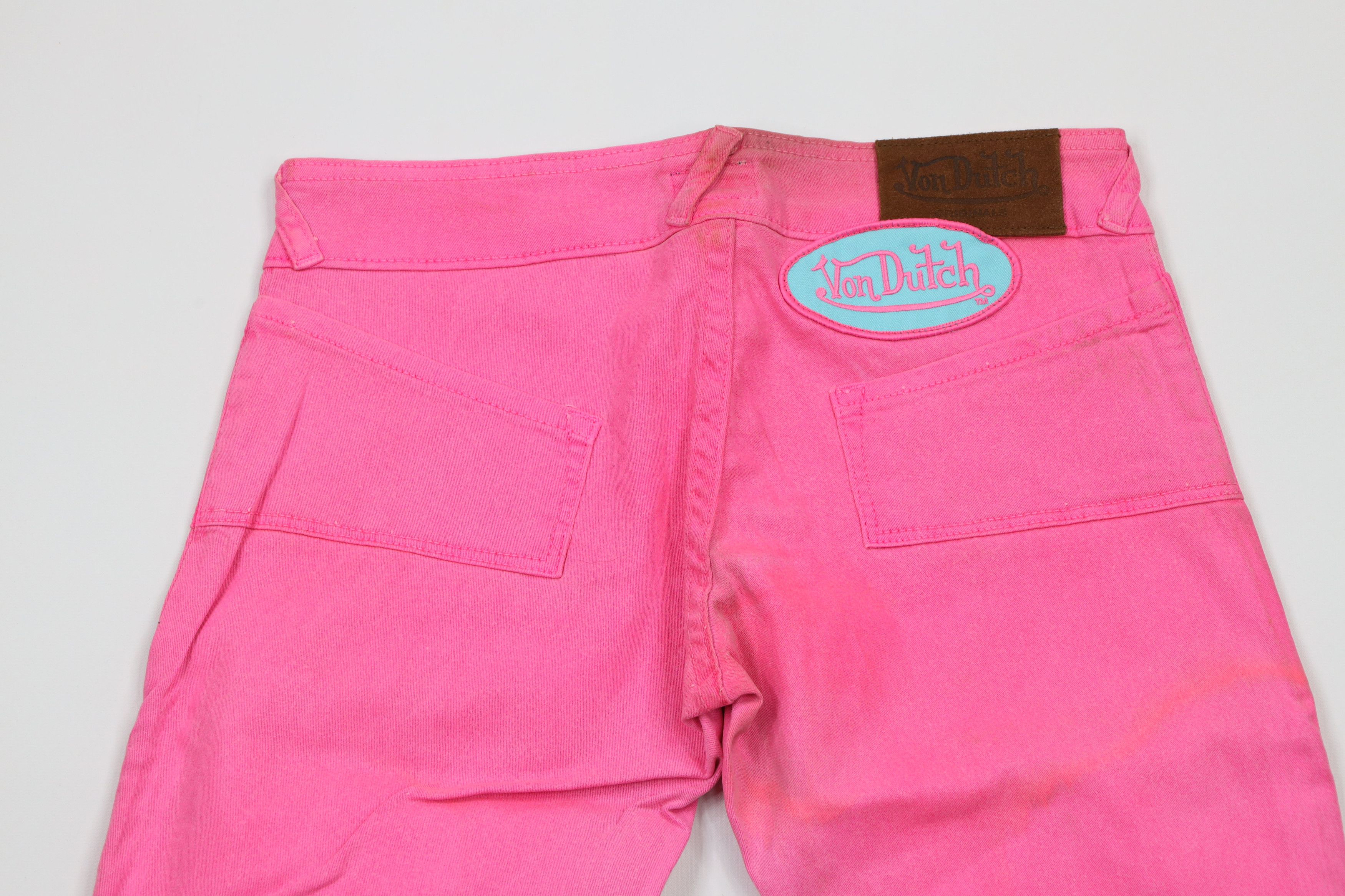 Vintage × Von Dutch Vintage Y2K Von Dutch Wide Leg Flared Stretch Jeans Pink USA Size 27" / US 4 / IT 40 - 14 Thumbnail