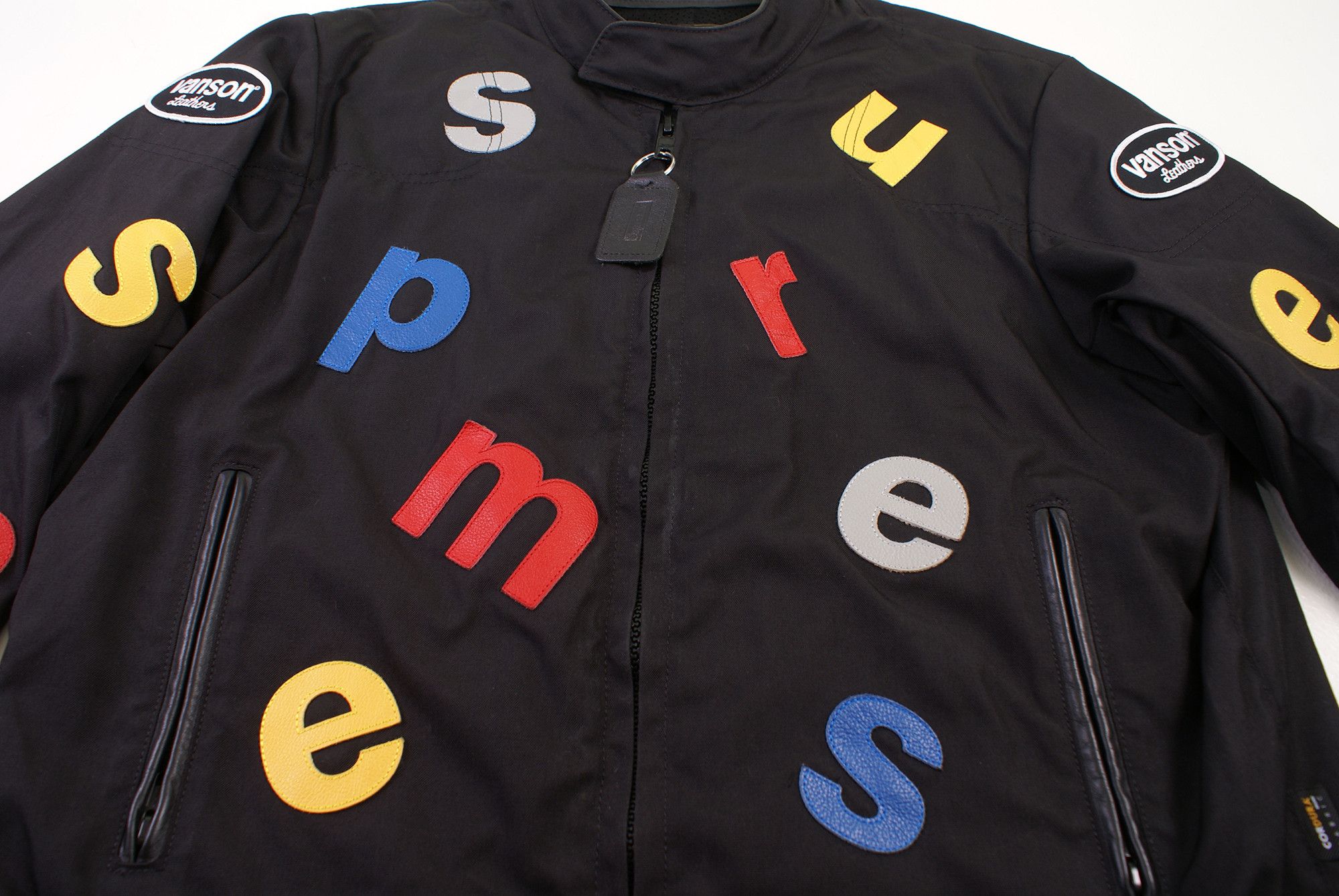 2020 Vanson Leathers x Supreme Letters Cordura Jacket Black