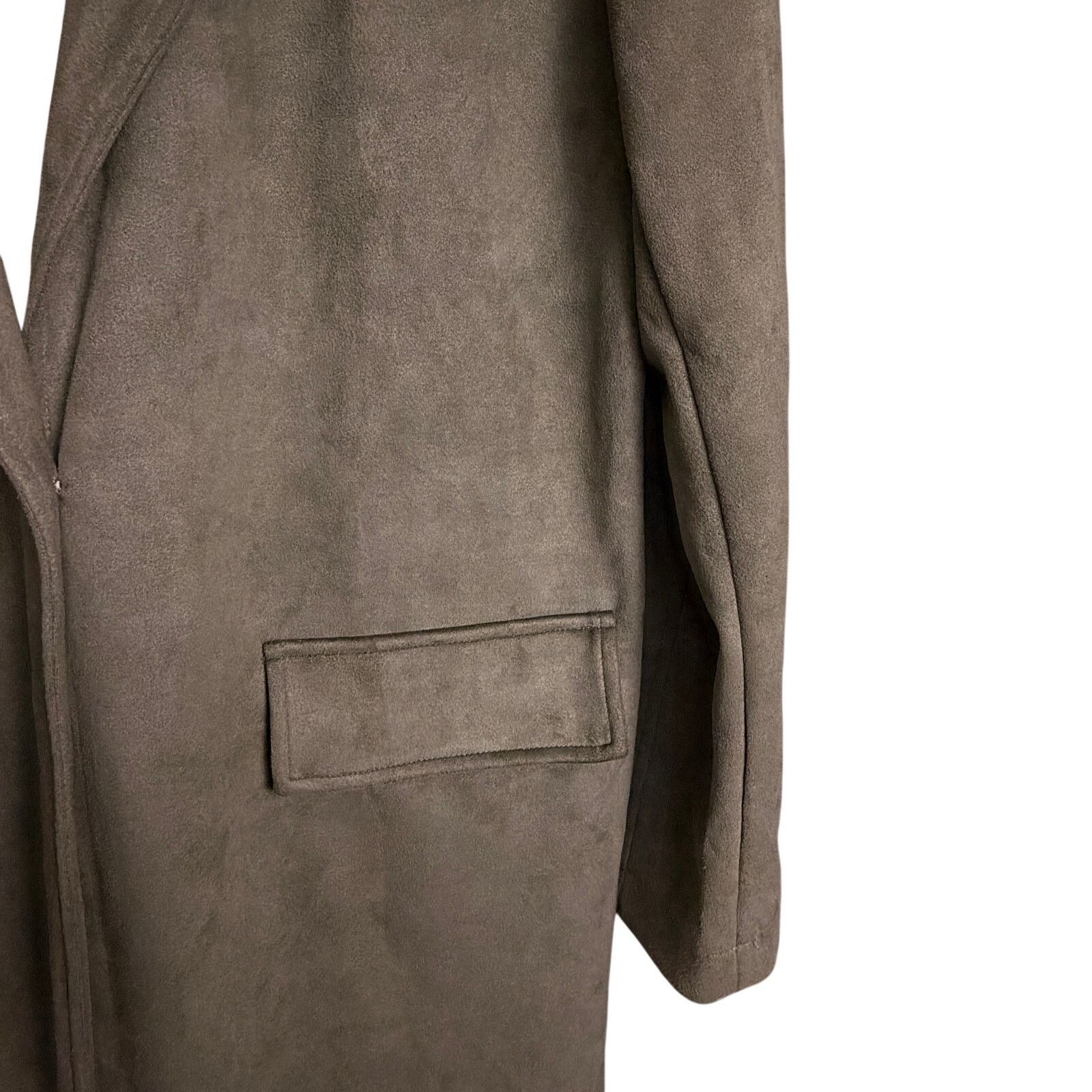 Forever 21 Forever 21 Olive Green Faux Suede Womens S Full Length Coat Size S / US 4 / IT 40 - 4 Thumbnail
