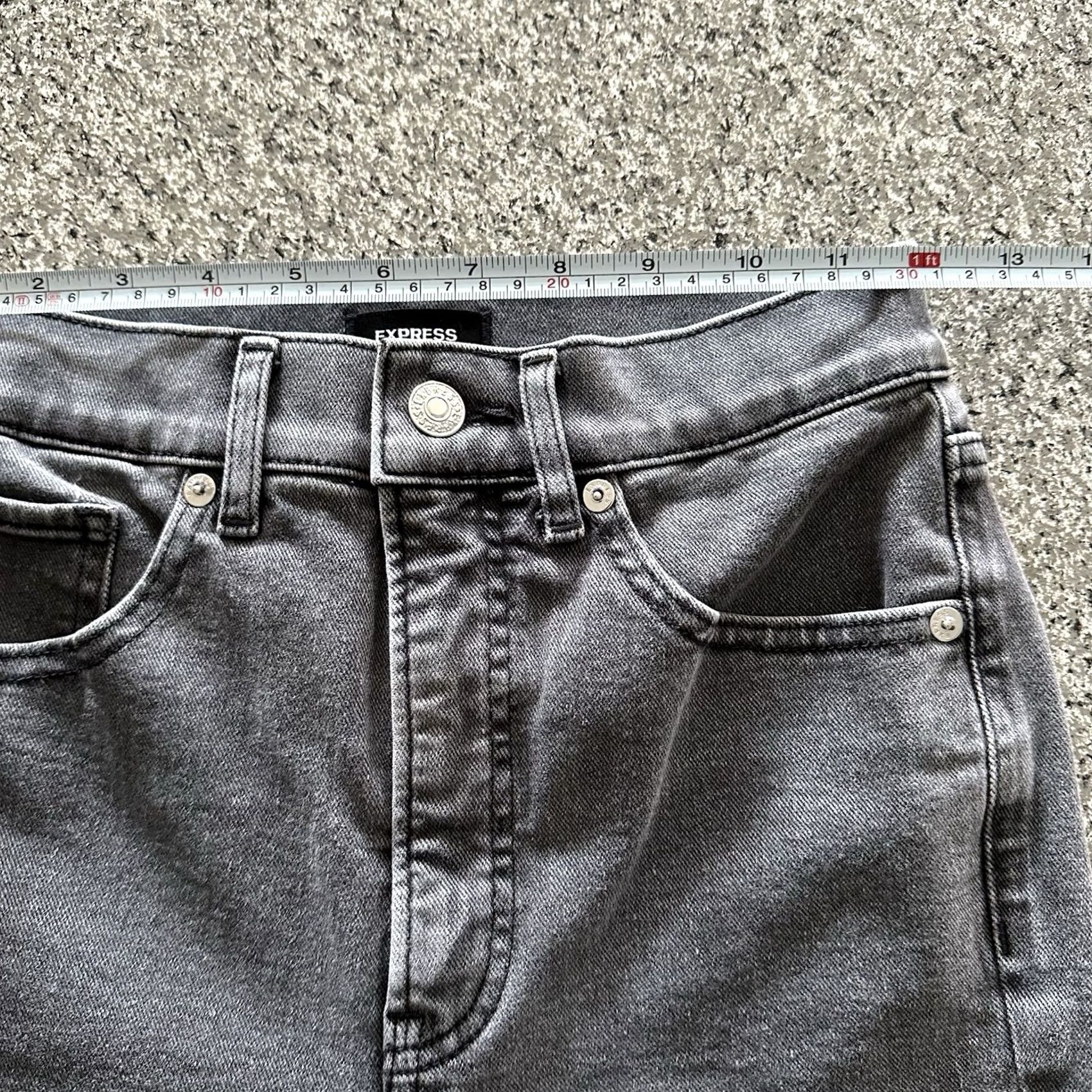 Express Express Jeans Womens 00 High Rise Distressed Black Stretch Denim Jeans Size 42" / US 20 - 7 Thumbnail