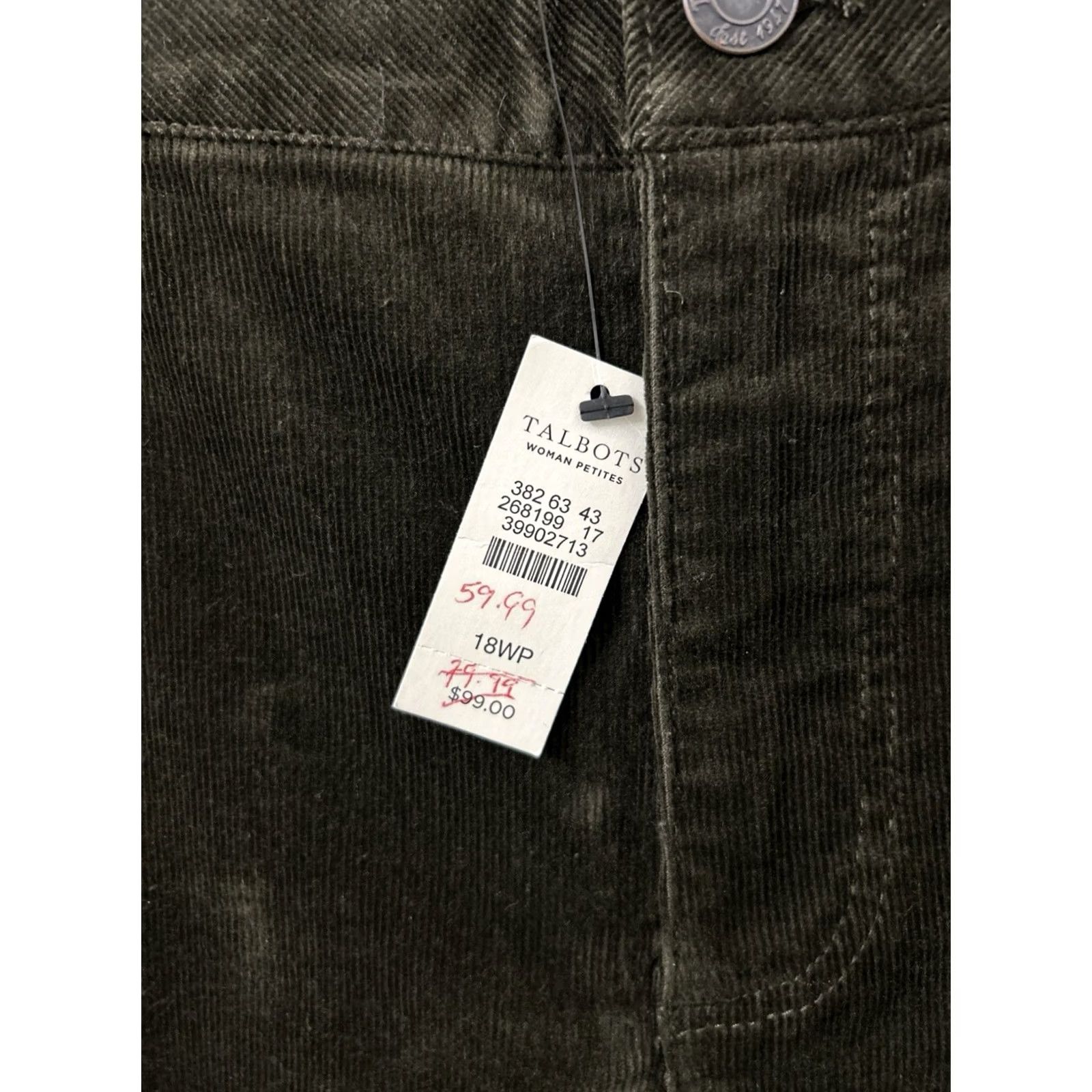 Talbots Here'S my refined title: Talbots Heritage Corduroy Pants Womens 18 Olive Green Straight Leg NWT 9 MSRP Size 40" / US 18 - 5 Thumbnail