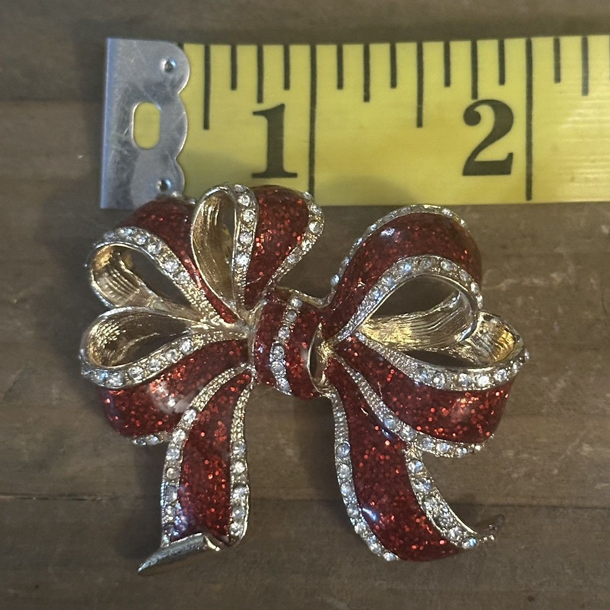 Vintage Vintage Christmas glittery ribbon bow brooch Size ONE SIZE - 2 Thumbnail