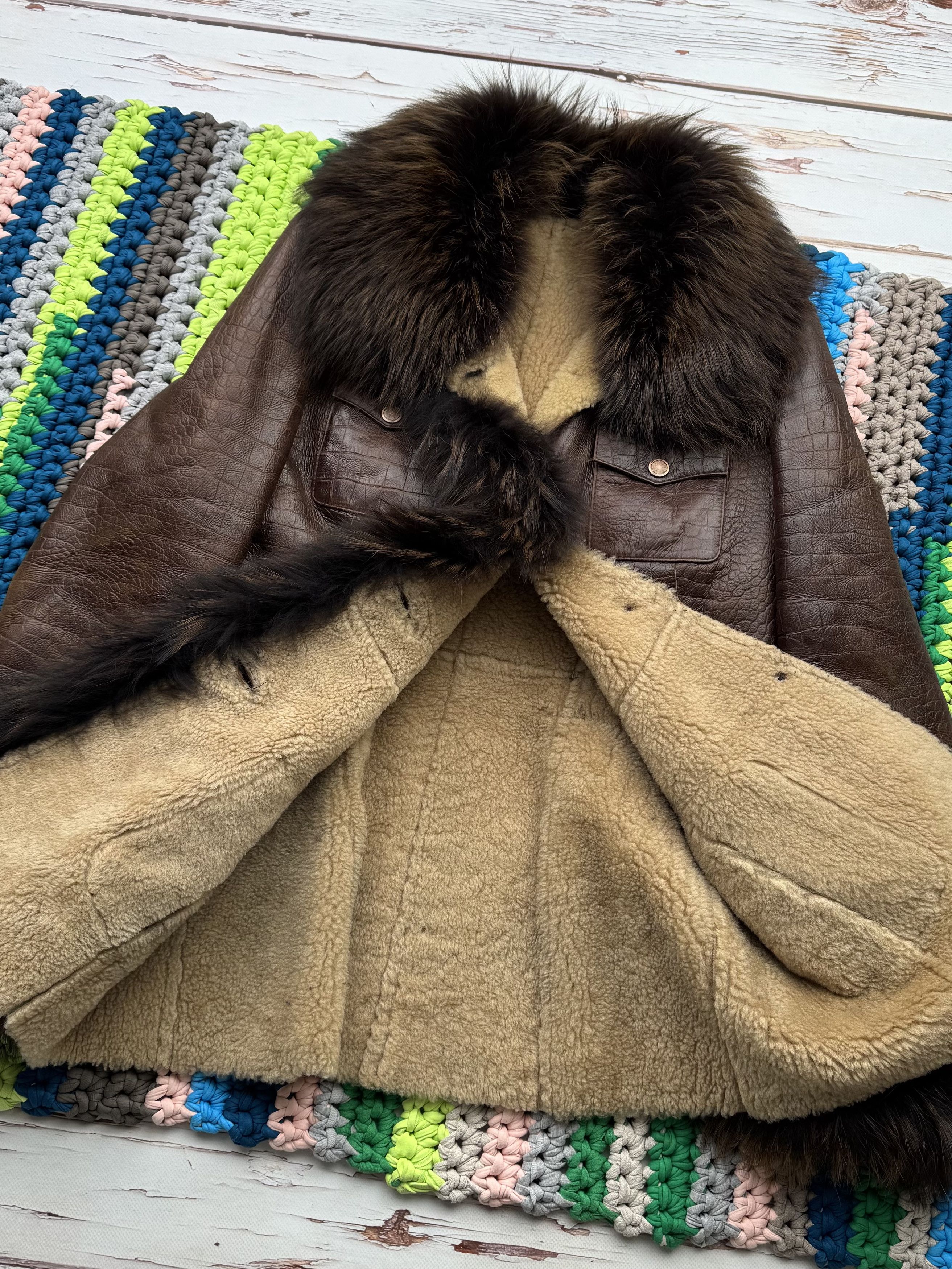 Japanese Brand Vintage Real Sheepskin Coat With Real Fur Details (V212)D15 Size M / US 6-8 / IT 42-44 - 4 Thumbnail