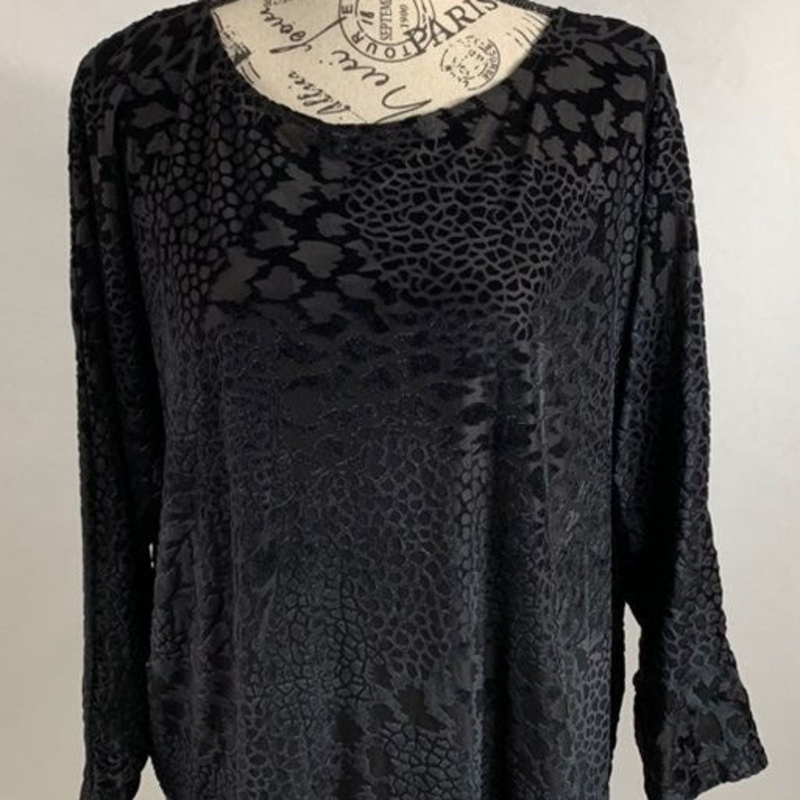 Chicos Chico's Blouse Women's Size 4 Black Top Side Tie 3/4 Sleeve Size XXL / US 16-18 / IT 52-54 - 2 Thumbnail