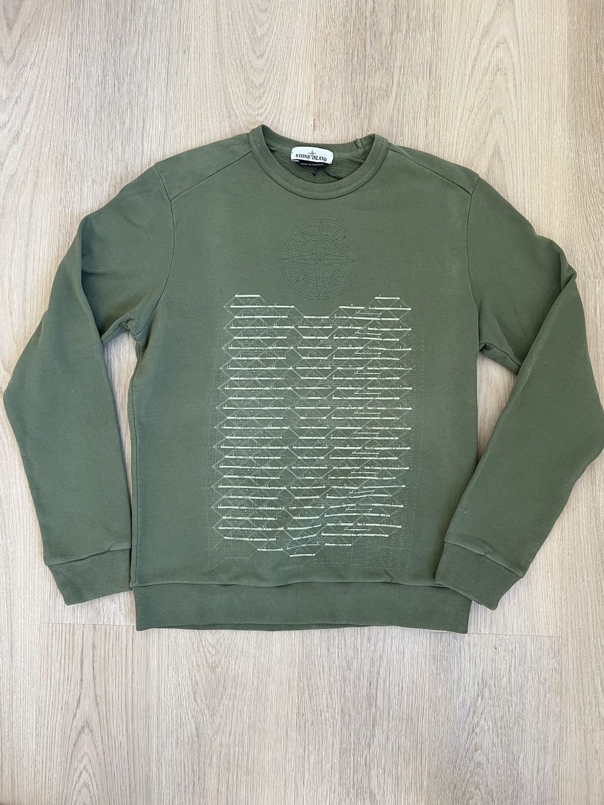 image of Stone Island Graphic Sweatshirt in Green, Men's (Size Large)