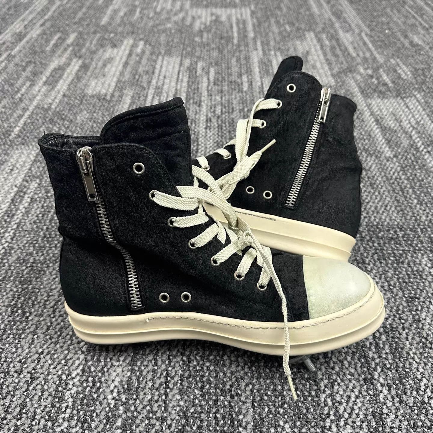 Rick Owens Rick Owens High Top Black White Sneakers 41 Size US 8.5 / EU 41-42 - 5 Thumbnail
