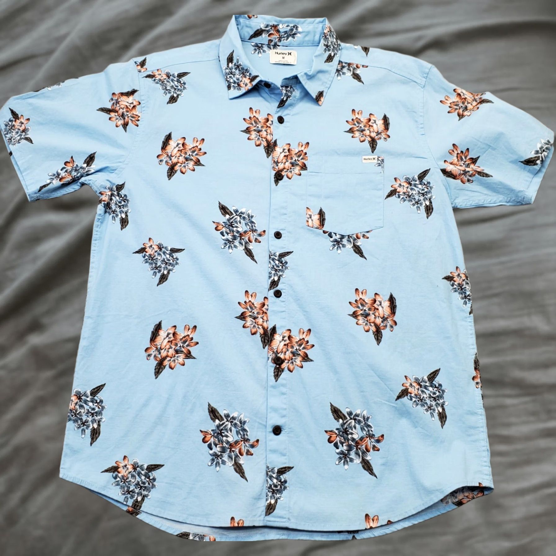 Hurley Hurley Shirt Mens M Blue Floral OAO Lido Stretch Classic Button Up HSP25MMVS01865 Size US M / EU 48-50 / 2 - 1 Thumbnail