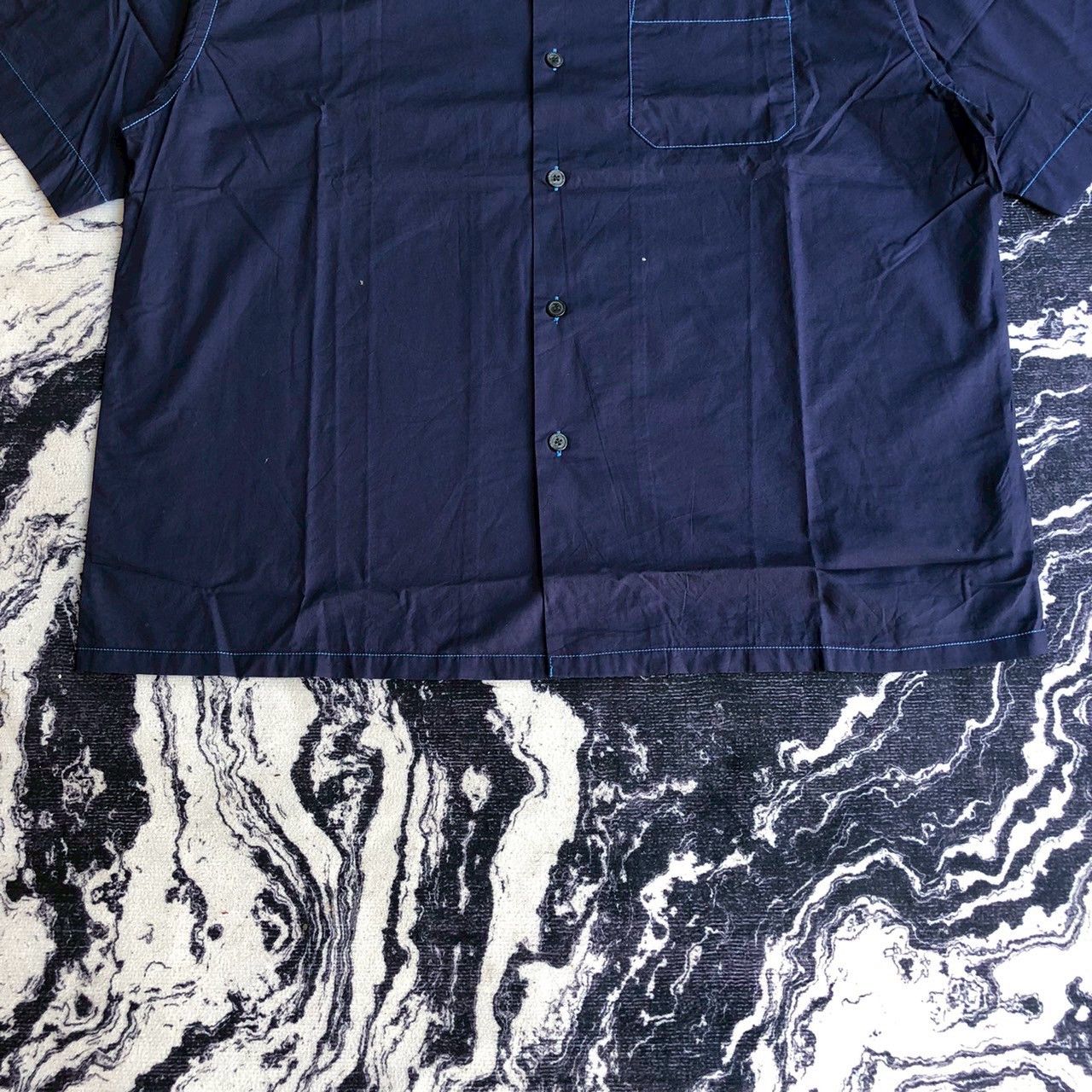 Marni × Uniqlo Marni x Uniqlo Navy Boxy Open Collar Button Ups Size US XL / EU 56 / 4 - 5 Thumbnail