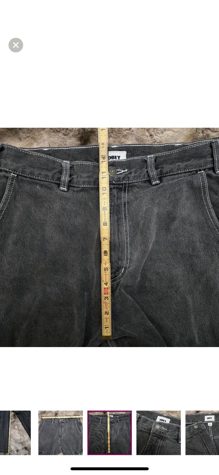 Obey Y2K OBEY Charcoal Black Wash Cargo Straight Wide Pants 30x30 Size US 30 / EU 46 - 8 Thumbnail