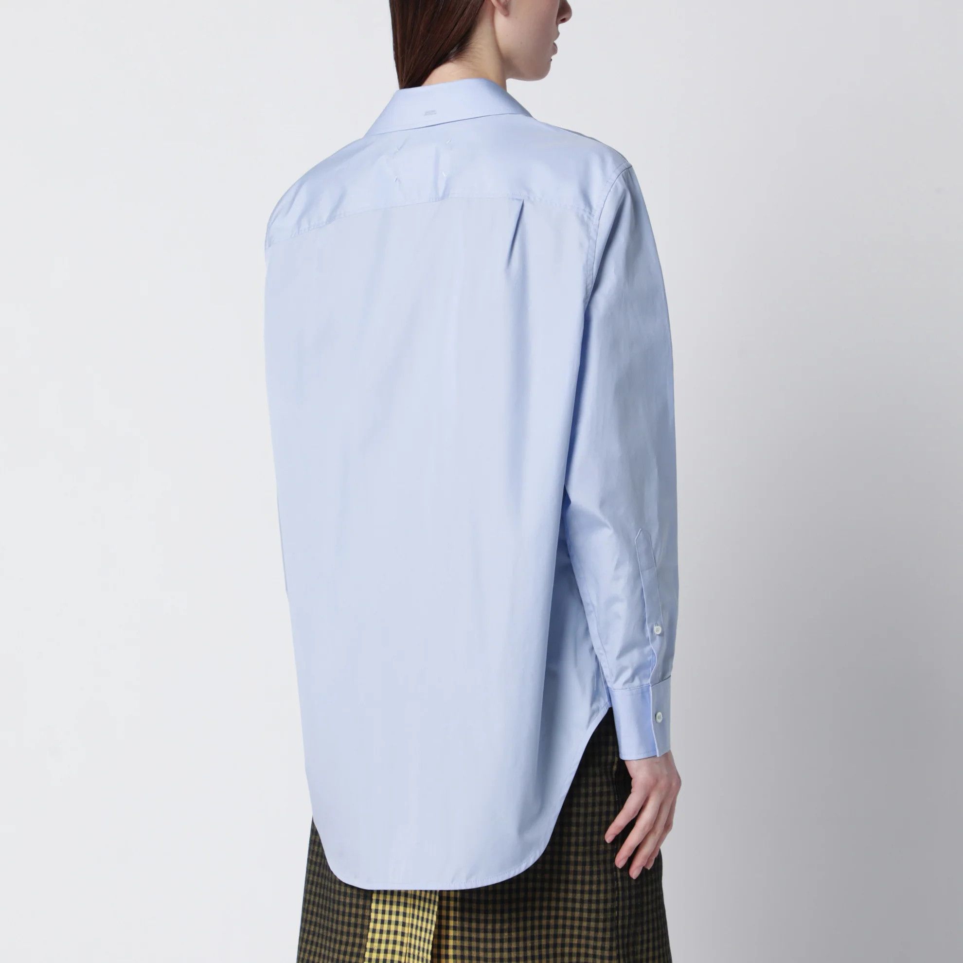 Maison Margiela o1d2blof0426 Folded Collar Blouse in Light Blue Size M / US 6-8 / IT 42-44 - 3 Thumbnail