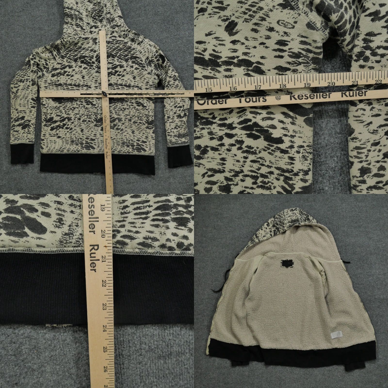 Hurley Hurley Hoodie Womens XL Black Tan Snake Print Animal Full Zip Sherpa Lined Size XL / US 12-14 / IT 48-50 - 8 Thumbnail