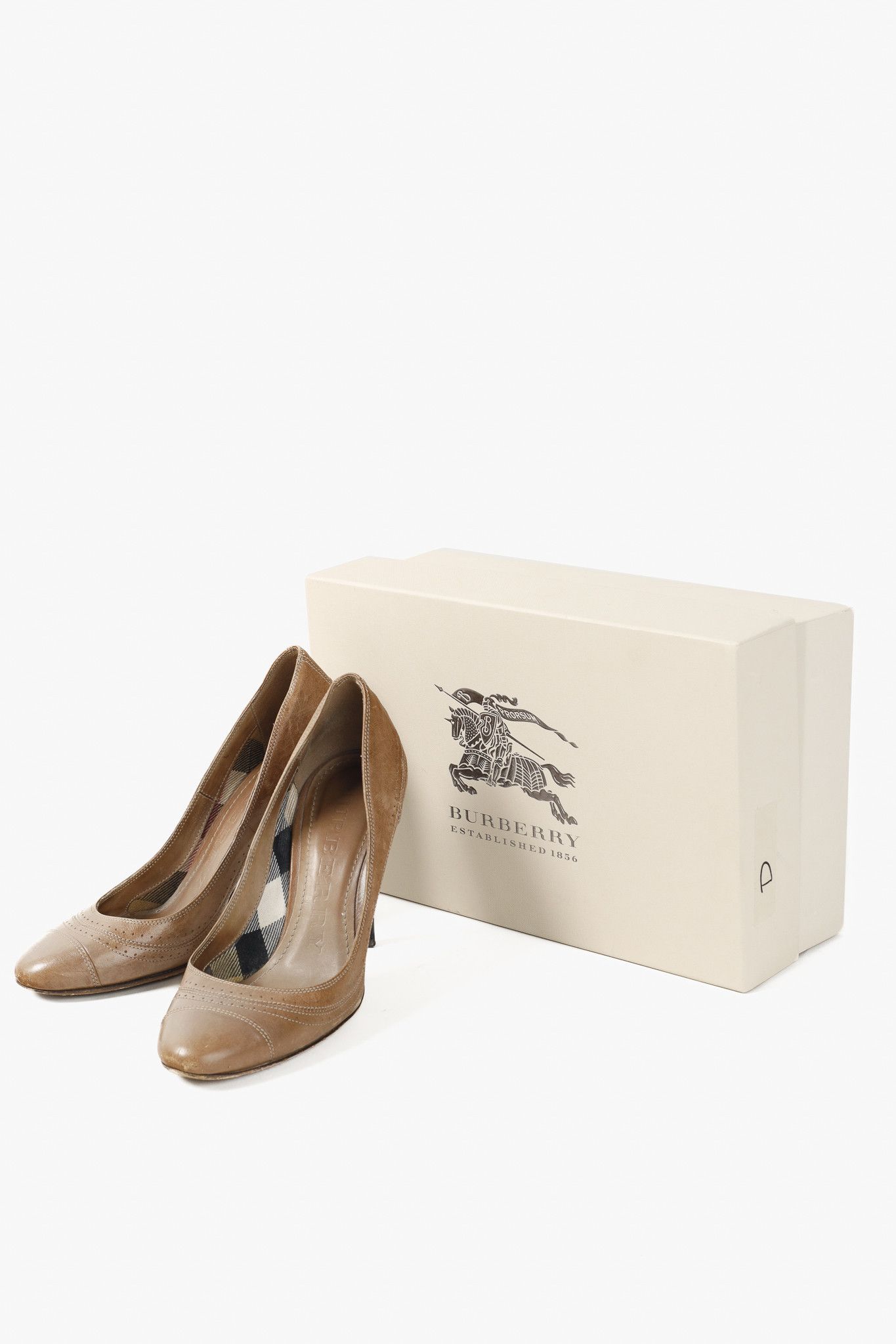 Burberry Burberry Bridle Leather Stawell 100 Taupe Brogue Pump Size US 6.5 / IT 36.5 - 10 Thumbnail