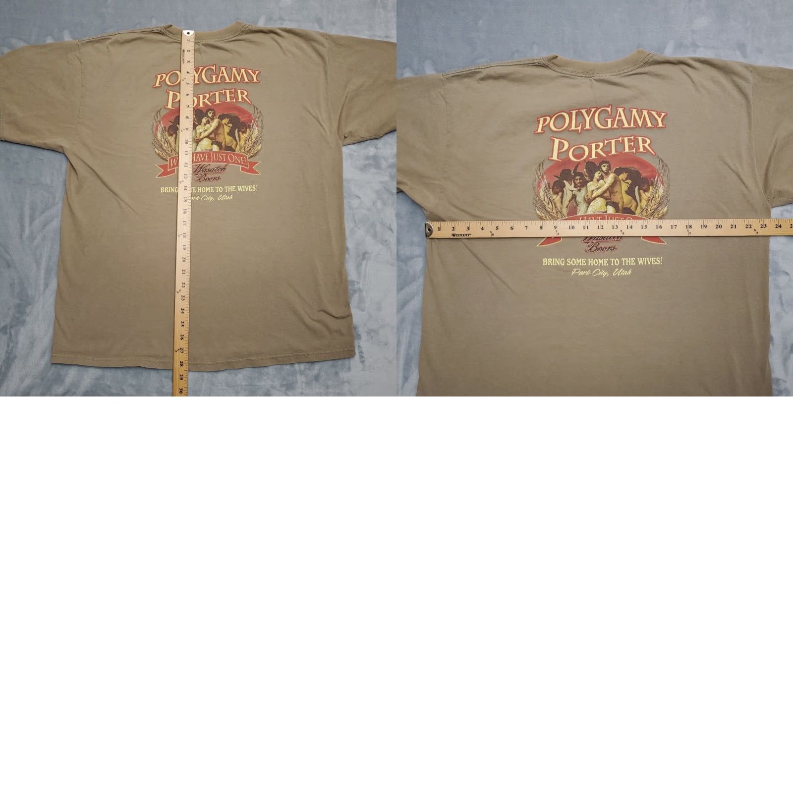Gildan Wasatch Beer Shirt Mens Extra Large Beige Crewneck Tee Size US XL / EU 56 / 4 - 8 Thumbnail