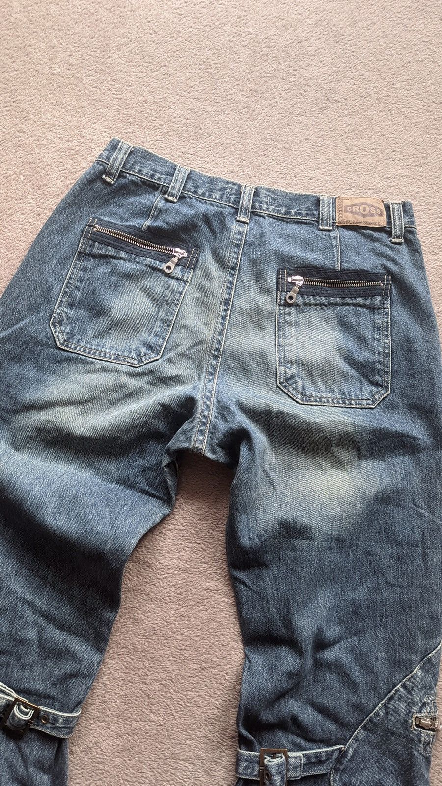 Hysteric Glamour × Japanese Brand Cross Flared Jeans Y2K distressed washed denim cargo pants Size US 33 - 4 Thumbnail