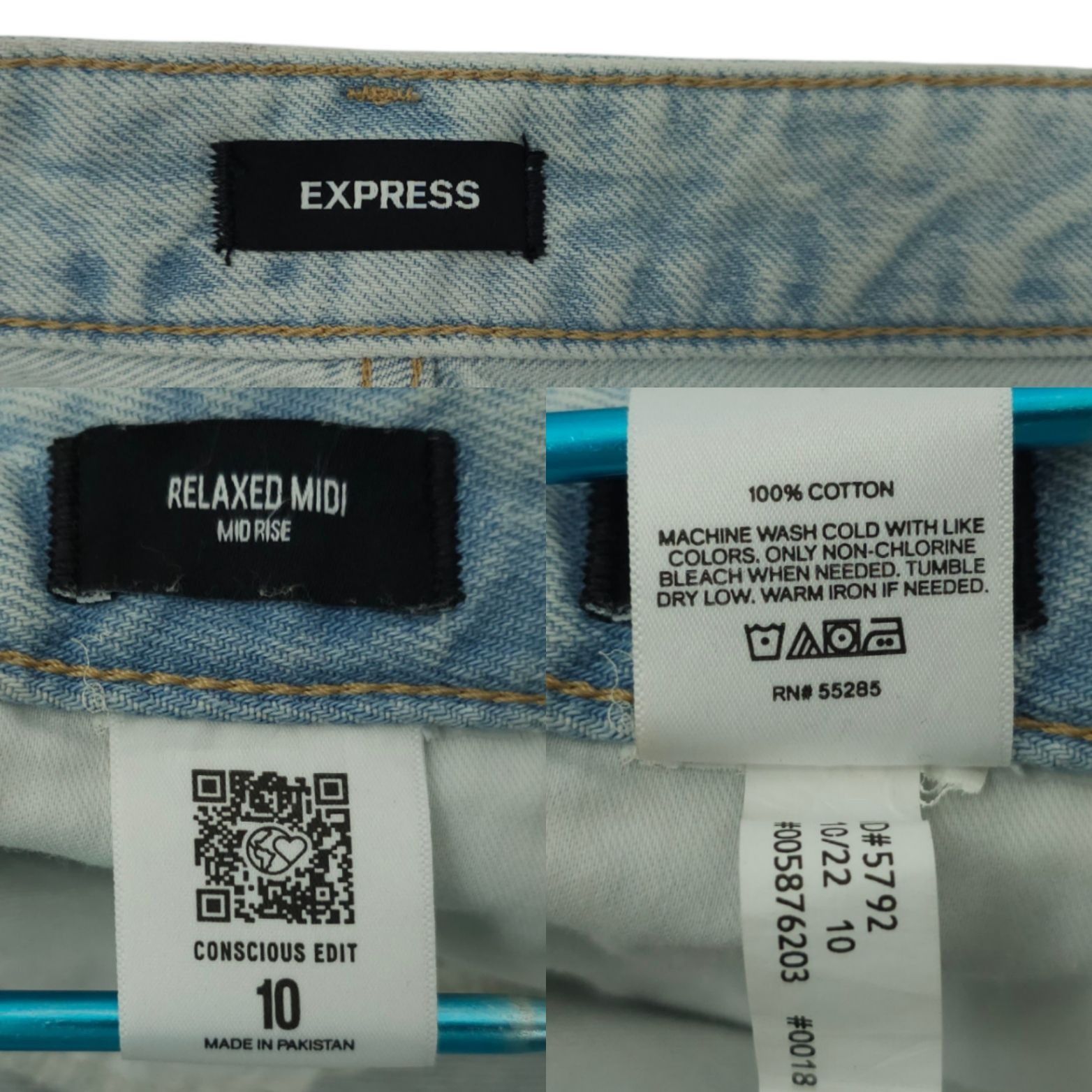 Express Express Denim Shorts Womens 10 Light Wash Boho Mid Rise Raw Size 32" / US 10 / IT 46 - 8 Thumbnail
