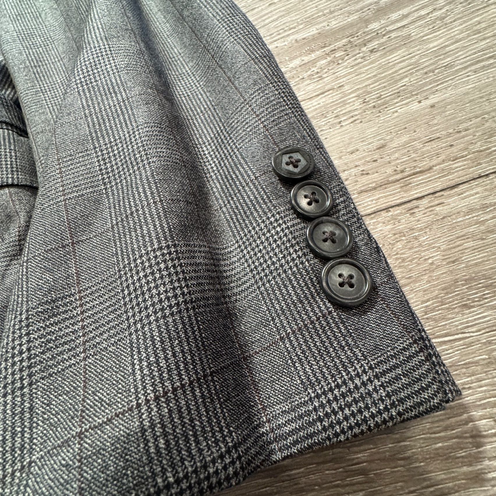 Ermenegildo Zegna Zegna Blazer Mens 41 Gray Plaid Wool Sport Coat Jacket Size 42R - 3 Thumbnail