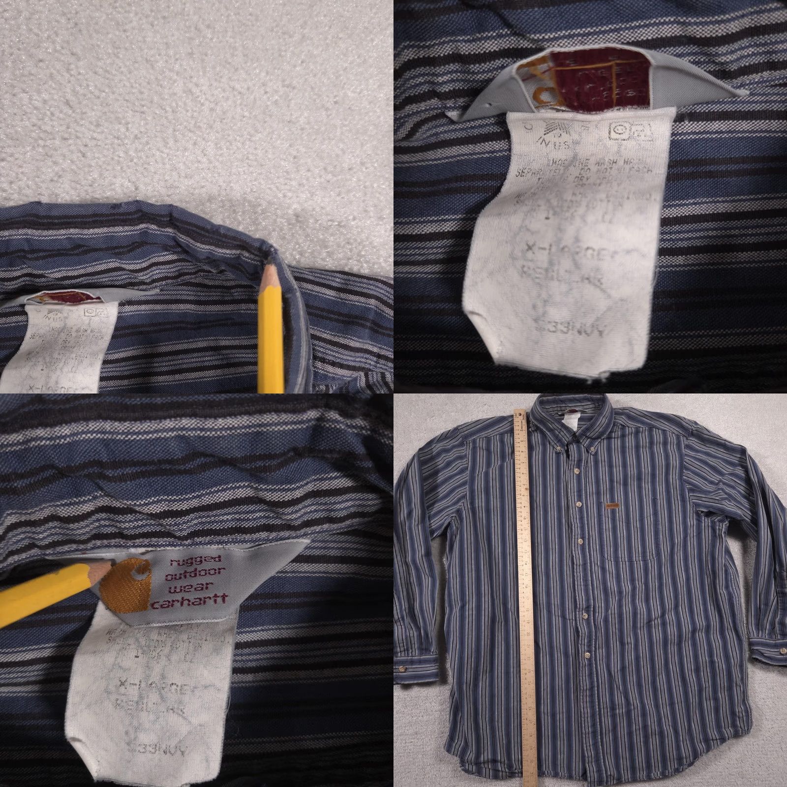 Carhartt VINTAGE Carhartt Shirt Mens XL Blue Stripe Button Front Long Sleeve Casual Workwear Size US XL / EU 56 / 4 - 8 Thumbnail