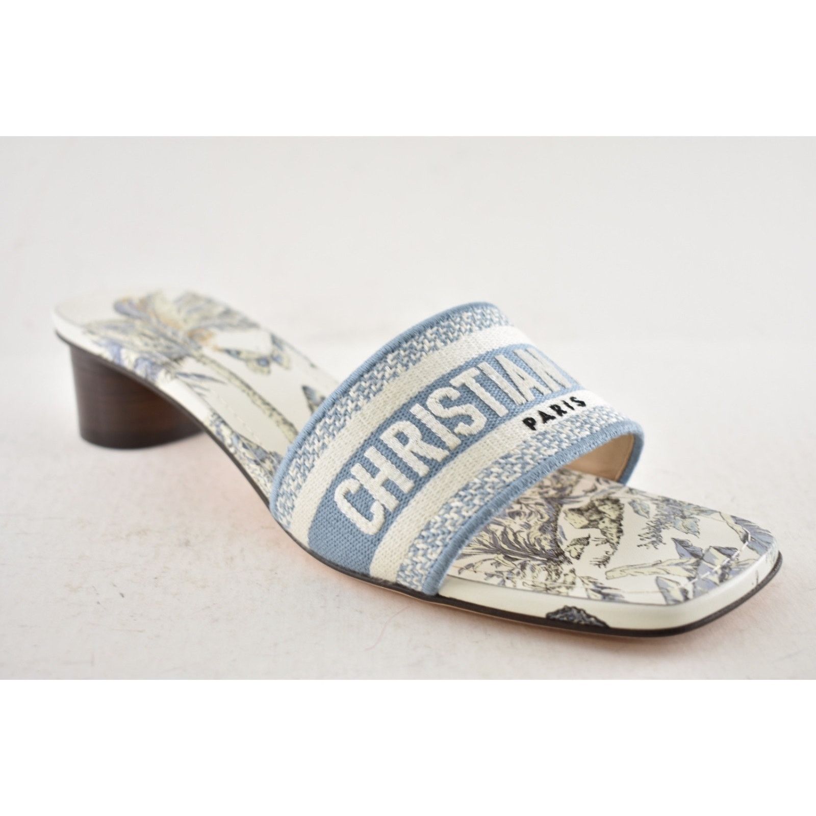 Dior Christian Dior Dway Heeled Slide Blue White TDJ Palms 41.5 Size US 11.5 / IT 41.5 - 4 Thumbnail