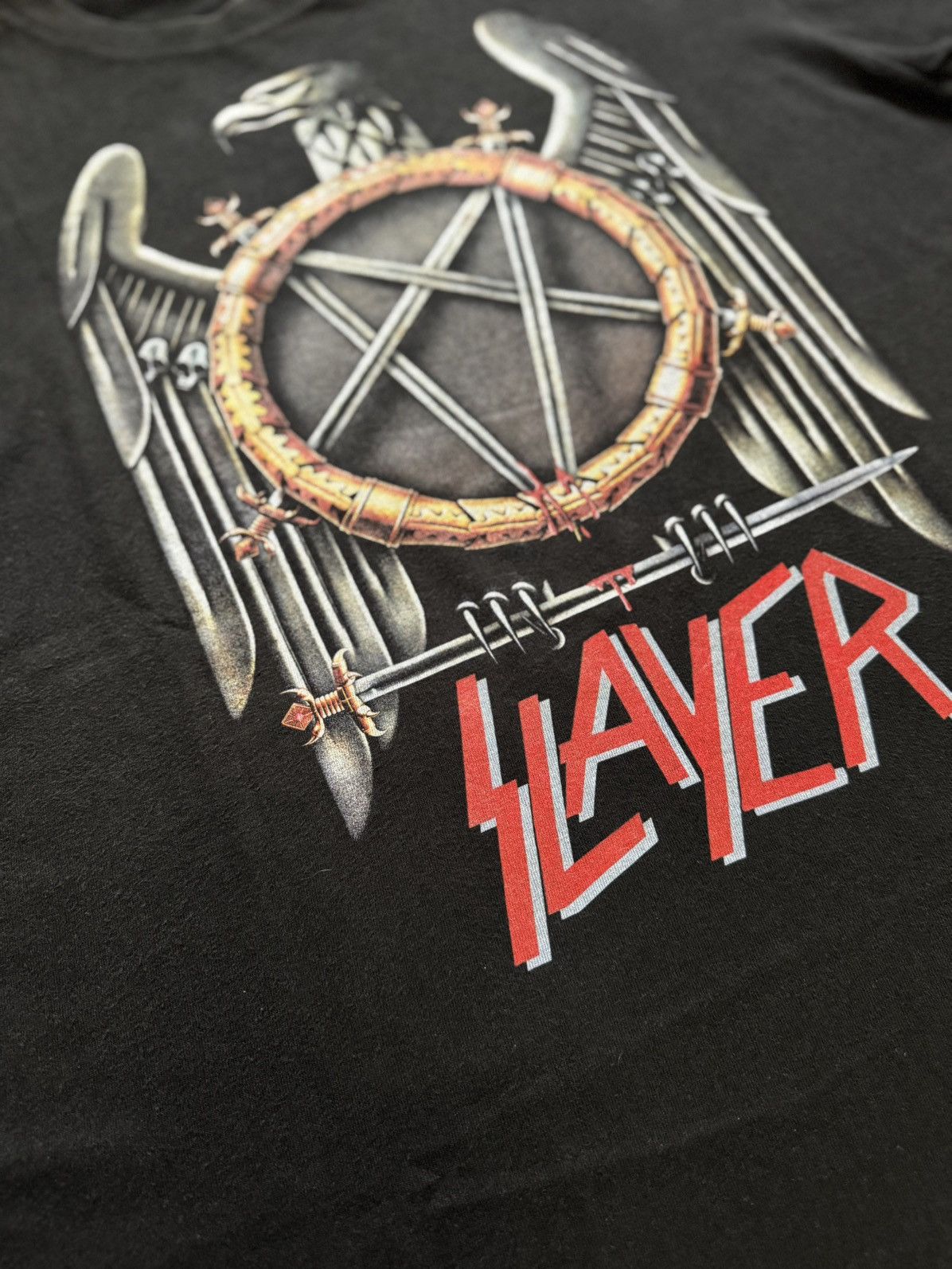 Band Tees VINTAGE SLAYER EAGLE BIG LOGO Y2K BAND TEES BLACK FADED Size US L / EU 52-54 / 3 - 3 Thumbnail