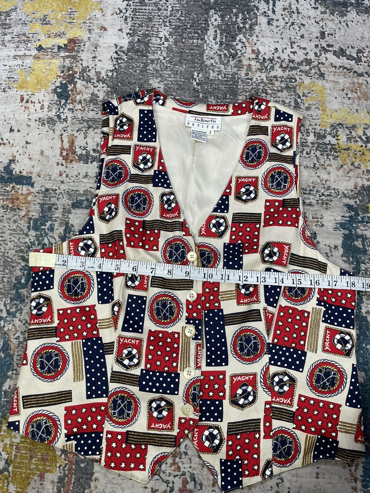 Talbots Vtg Talbots Nautical Rayon Tie Back Yatch Boat Vest Size S / US 4 / IT 40 - 8 Thumbnail