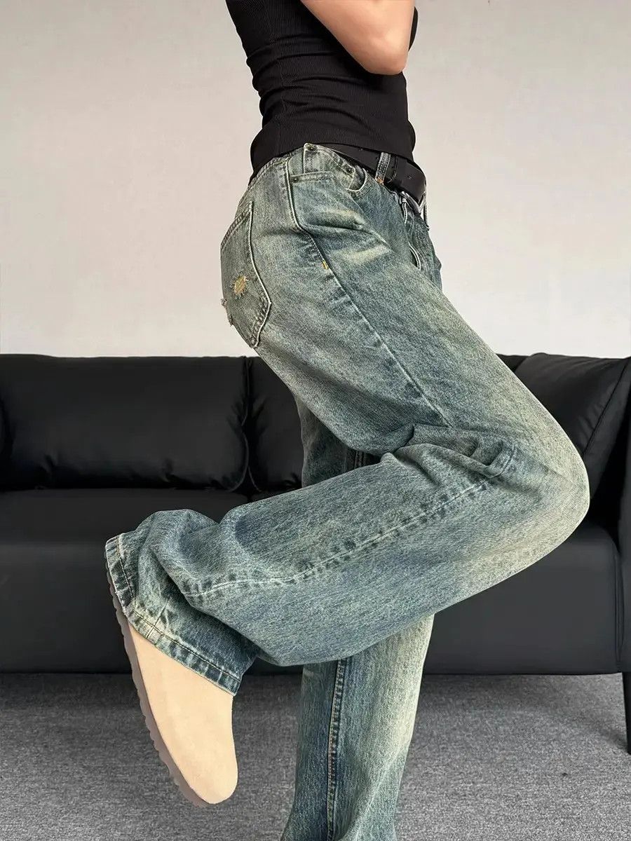 Japanese Brand Retro loose fitting straight leg micro flared jeans Size US 32 / EU 48 - 3 Thumbnail