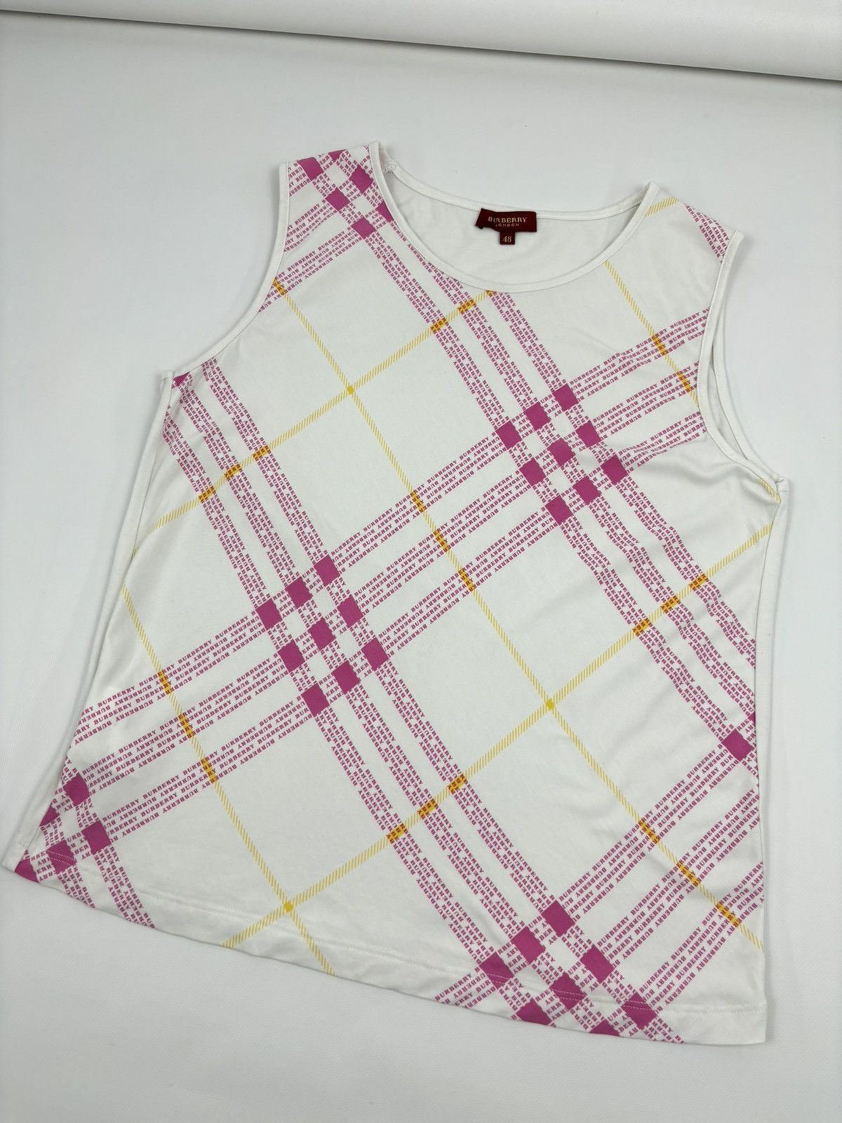 Burberry Y2K Prorsum London Monogram Print Nova Check Sleeveless Tank Top Blouse T-Shirt 48 Size M / US 6-8 / IT 42-44 - 3 Thumbnail