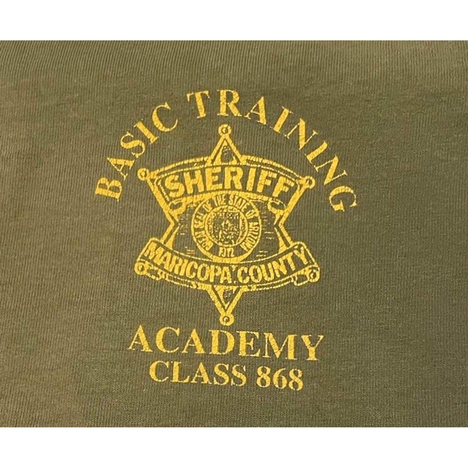 Vintage VINTAGE Maricopa County Sheriff Academy Faded Distress Shirt 3X Green 80s 90s College T-Shirt Mens Short Sleeve Crew Neck Graphic Tee Size US XXL / EU 58 / 5 - 3 Thumbnail