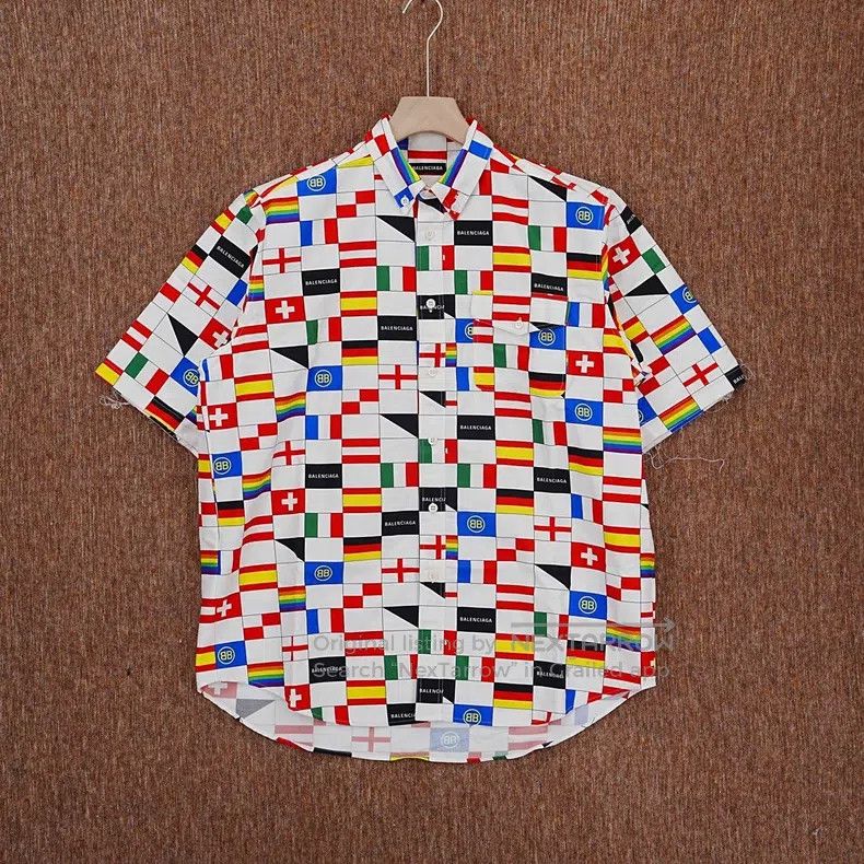 Balenciaga Balenciaga National Flag Printed Short Sleeve Shirt Size XS / US 0-2 / IT 36-38 - 1 Thumbnail