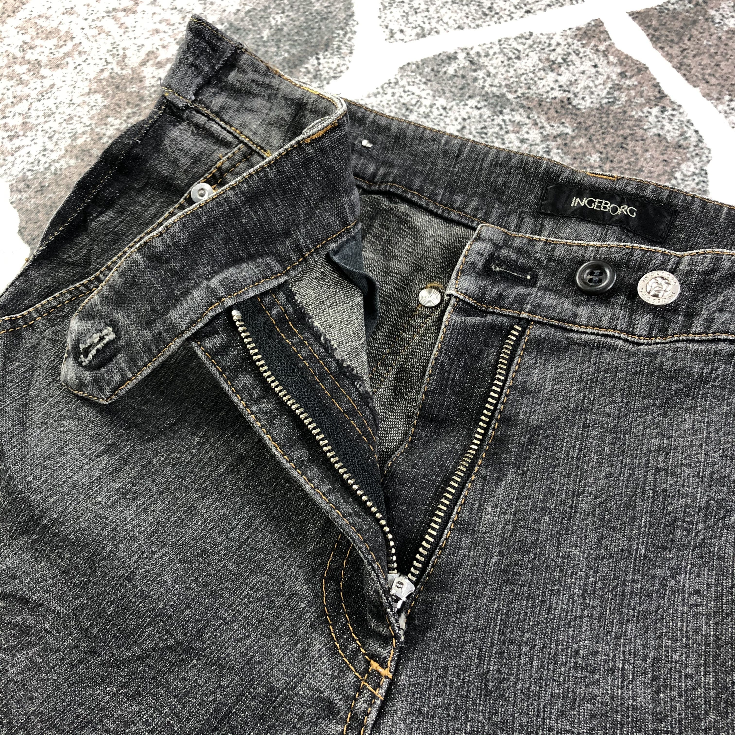 Japanese Brand Ingeborg Jeans Faded Black Flare Denim KJ1794 Size 32" / US 10 / IT 46 - 8 Thumbnail
