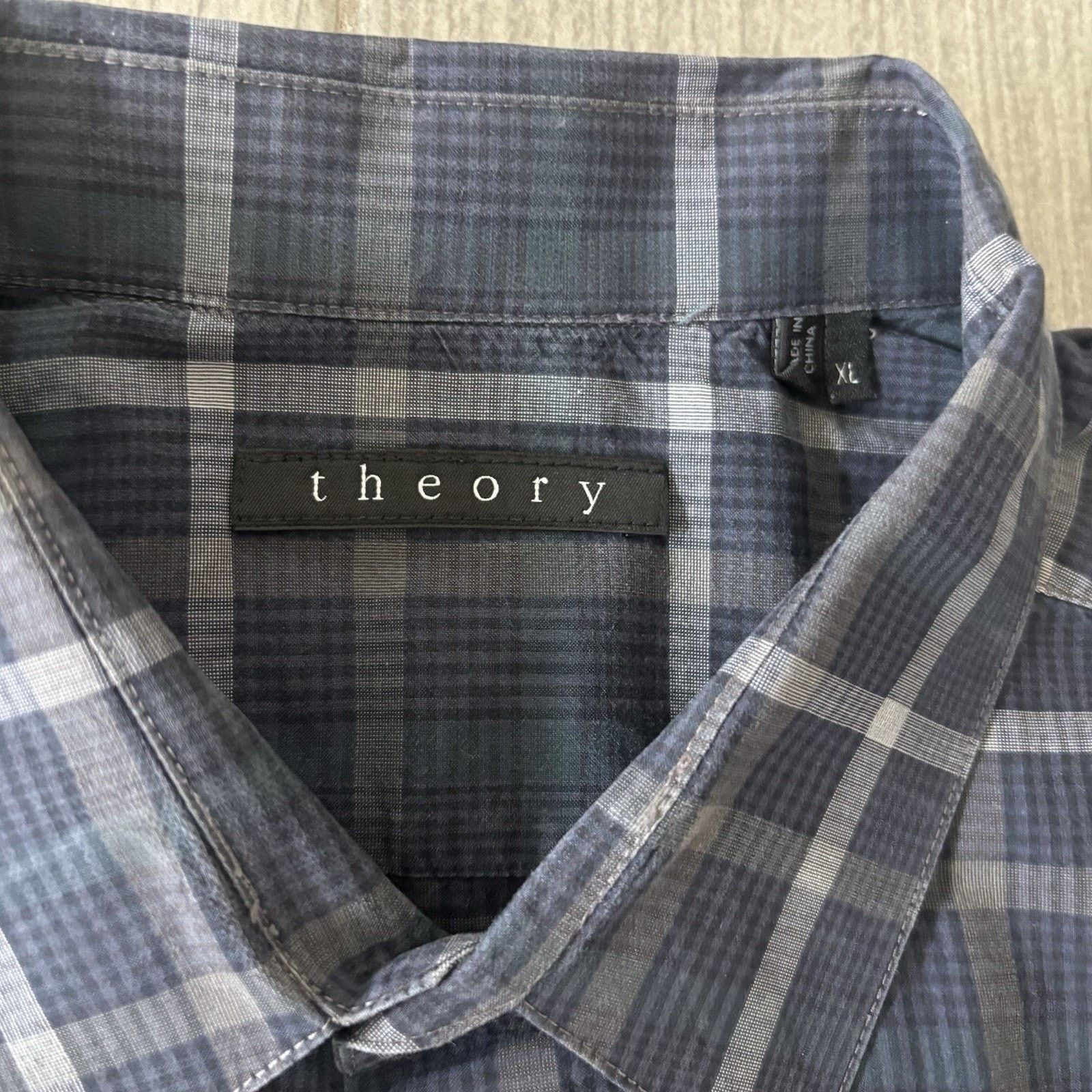 Theory Theory Button Up Shirt Blue Green Lightweight Cotton Mens XL Size US XL / EU 56 / 4 - 3 Thumbnail