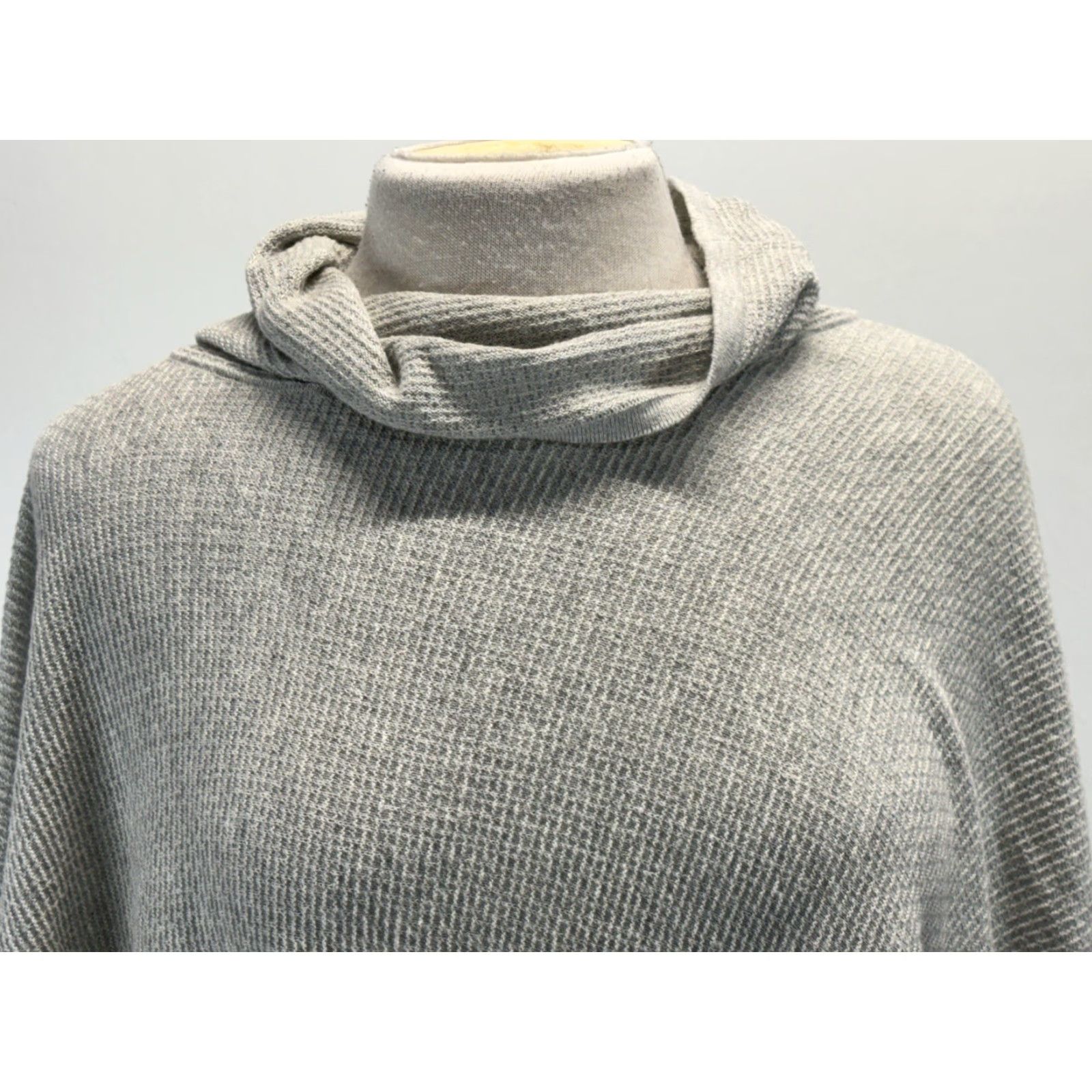 J. Jill VINTAGE? No — J. Jill Sweat? No, restructure: J. Jill Turtleneck Thermal Knit Poncho Sweater Women’s M L Grey Waffle Boho Size M / US 6-8 / IT 42-44 - 5 Thumbnail