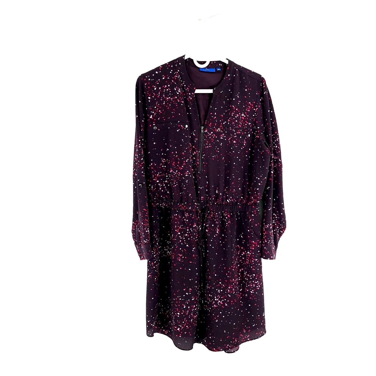 Apt. 9 Apt 9 Purple Dot Front 1/4 Zip Long Sleeve Long Dress Large Size L / US 10 / IT 46 - 1 Thumbnail
