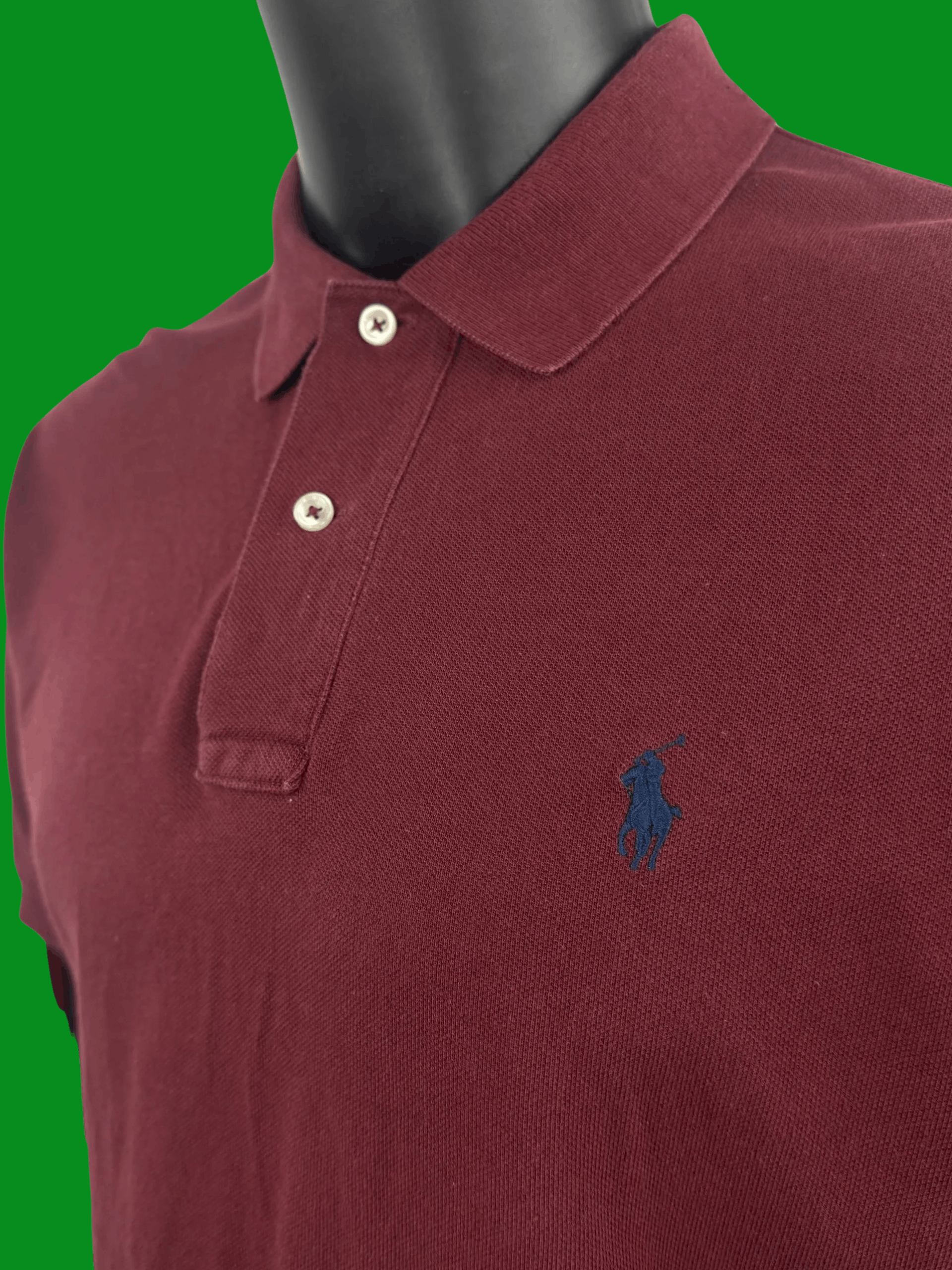 Polo Ralph Lauren VTG Polo Ralph Lauren Maroon Mesh Polo Shirt Navy Pony Logo Size US M / EU 48-50 / 2 - 3 Thumbnail