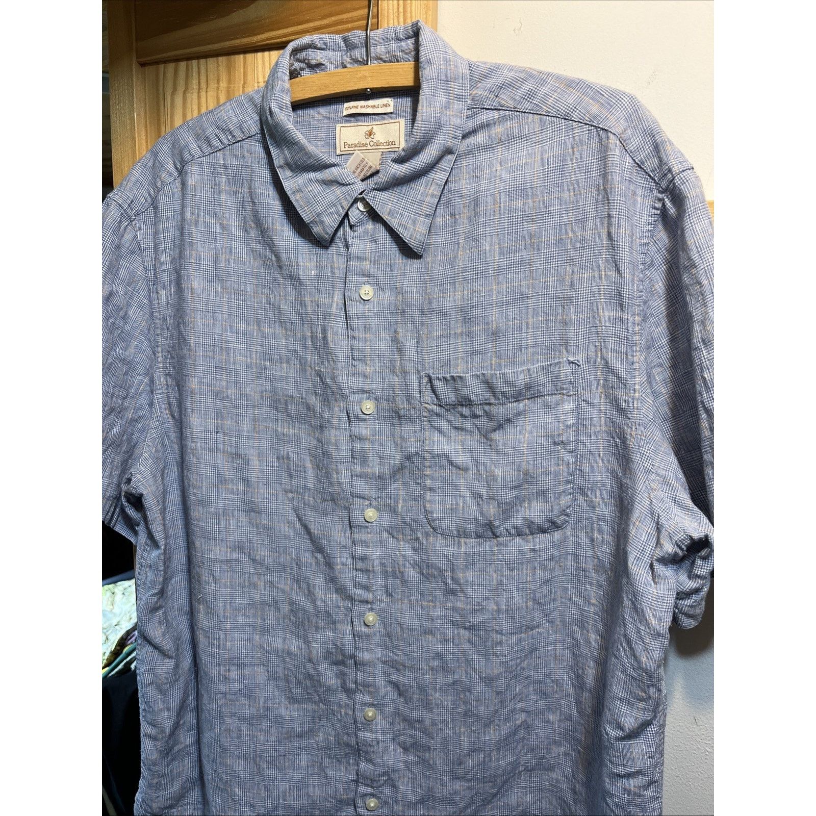 Other paradise collection men’s XL Linen SS Button Up Shirt Blue Size US XL / EU 56 / 4 - 2 Thumbnail