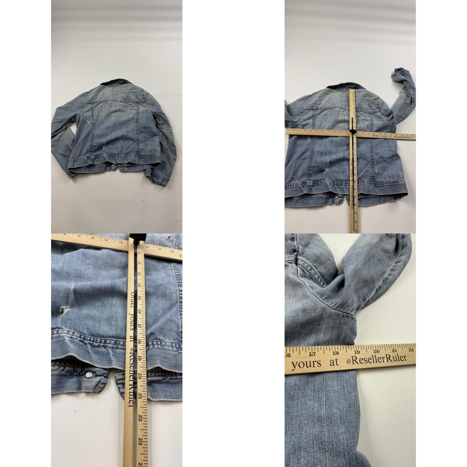 J.Crew J.Crew Denim Jacket Women's Medium Light Wash Distressed Cropped Trucker Size 32" / US 10 / IT 46 - 8 Thumbnail