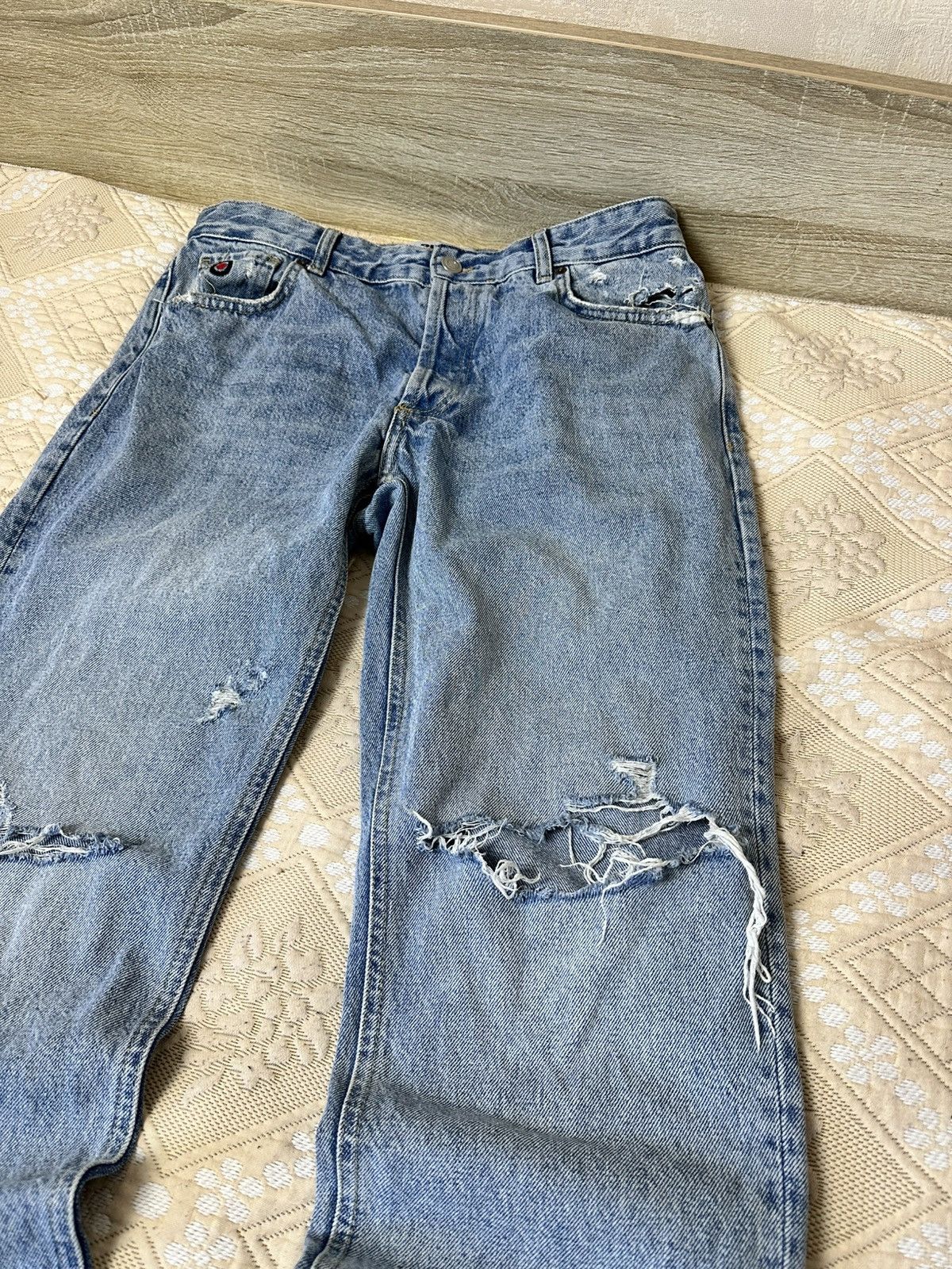 Rhude × Zara 🔥 Zara x Rhude Rhuigi Jeans Distressed Denim Pants Blue Size US 32 / EU 48 - 2 Thumbnail
