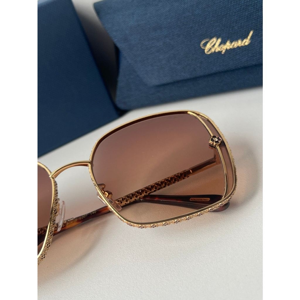 Chopard NEW Chopard SCHG33S Gold Brown Square Sunglasses $1400 Size ONE SIZE - 4 Thumbnail