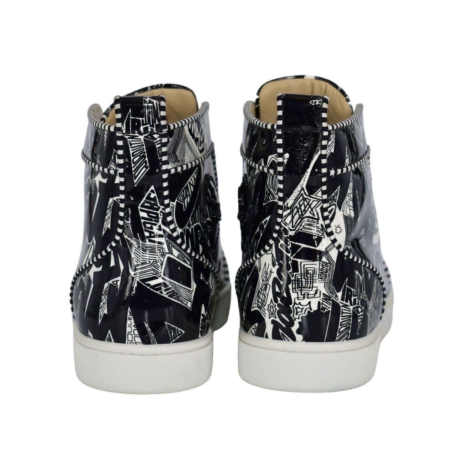 Christian Louboutin CHRISTIAN LOUBOUTIN Patent Blk/Wht Graffiti Sneaker Shoes 40 Size US 7 / EU 40 - 5 Thumbnail