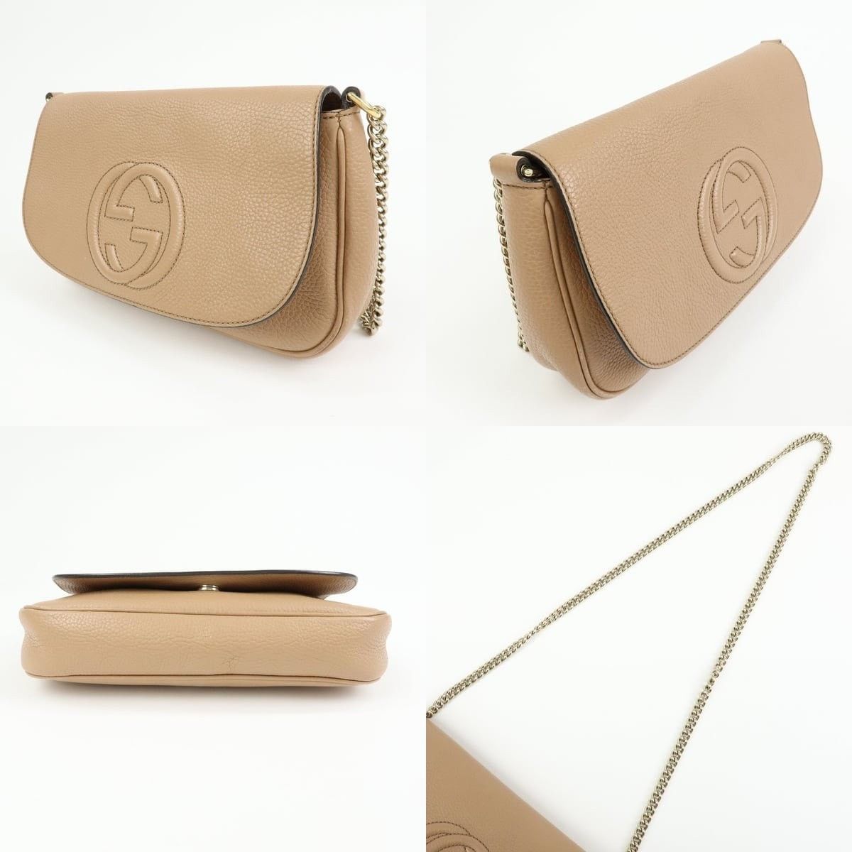 Gucci Gucci Soho Chain Shoulder Bag Calfskin Tan Size ONE SIZE - 3 Thumbnail